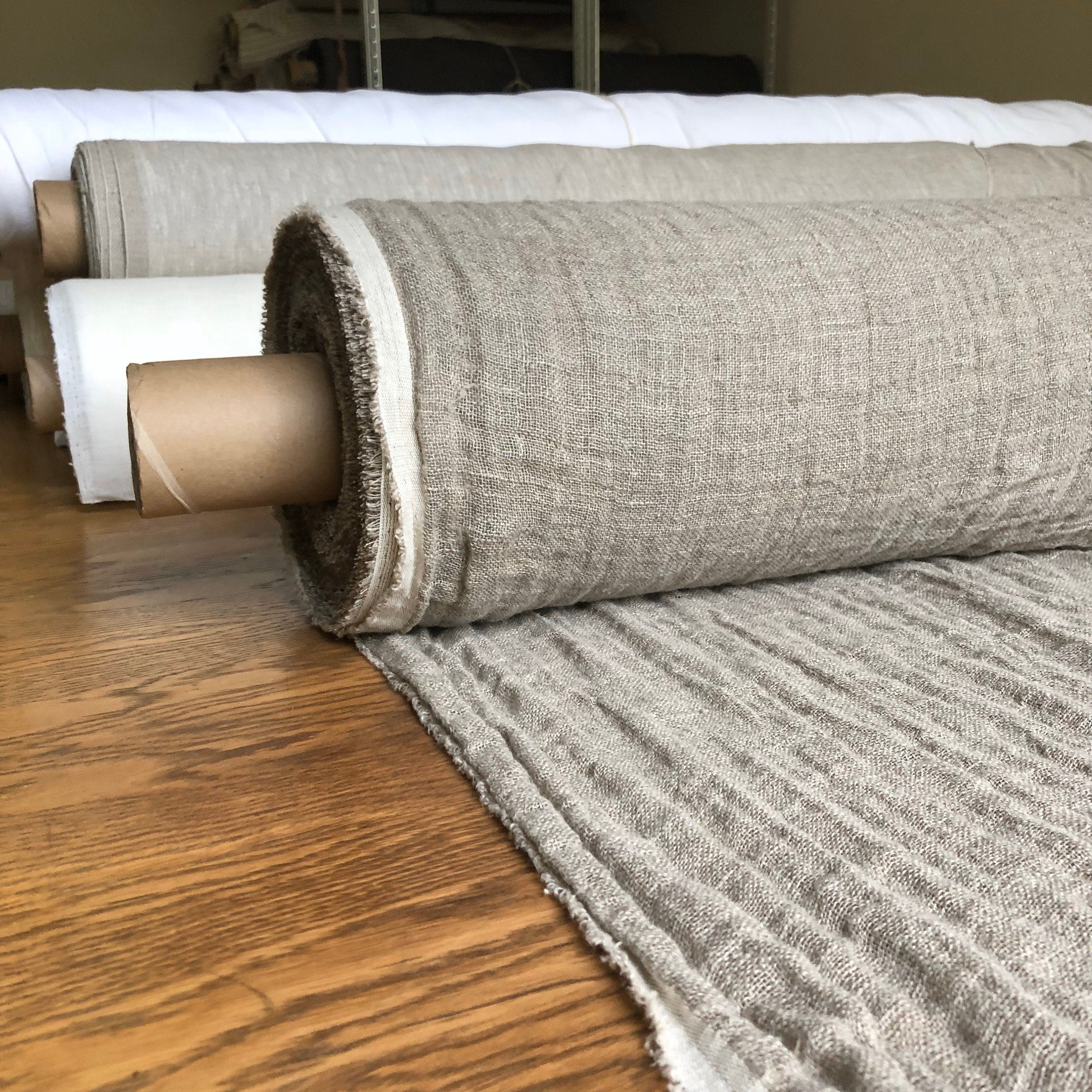 Natural Linen Fabric: Softened Weave, 140cm Wide, For Sewing