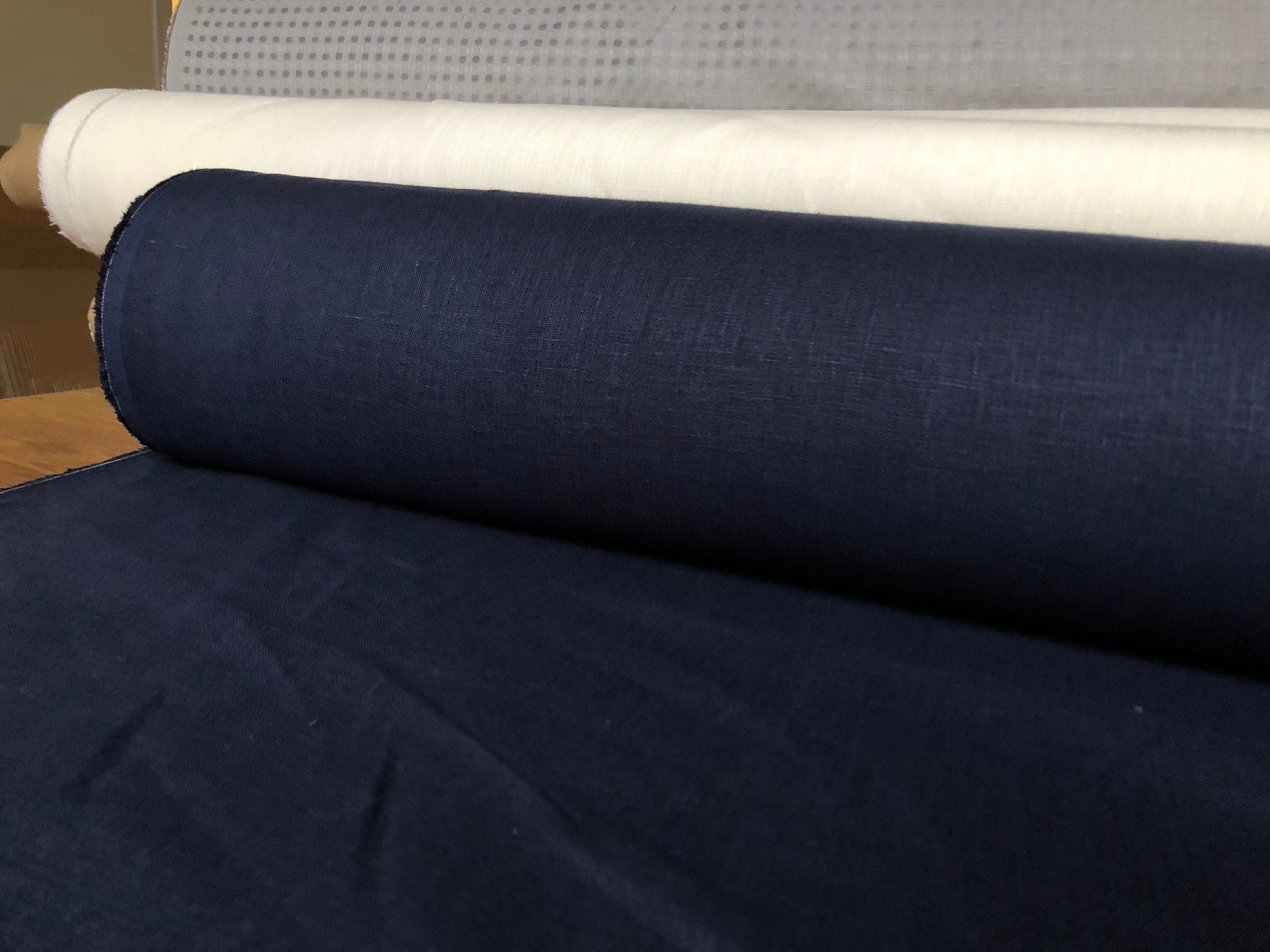 Dark Night Linen Fabric: 100% Natural, 145cm Wide, 260g