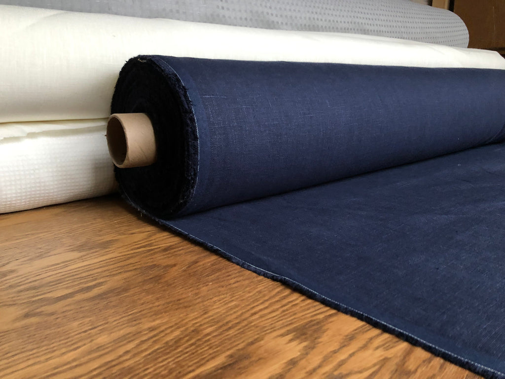 Dark Night Linen Fabric: 100% Natural, 145cm Wide, 260g