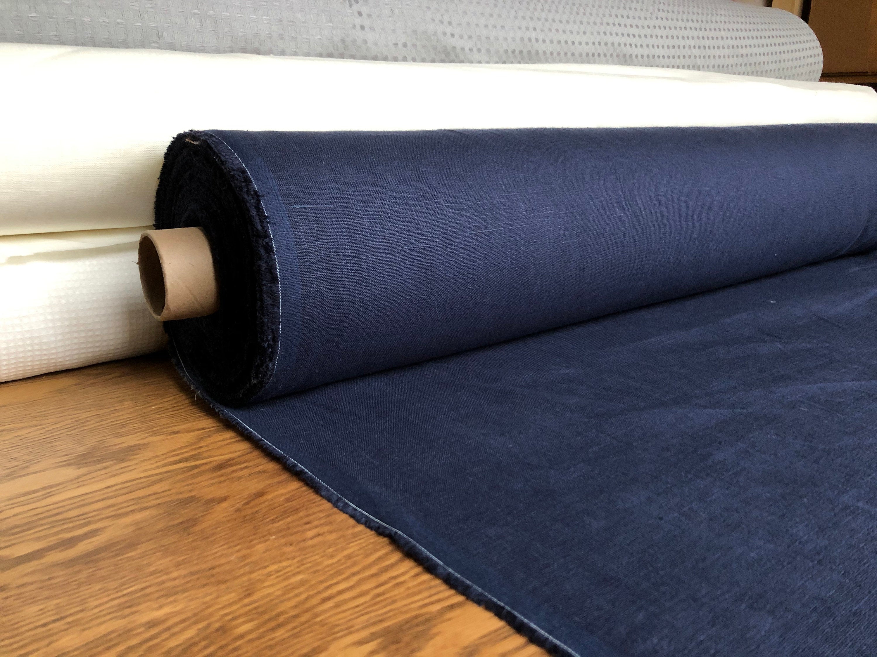 Dark Night Linen Fabric: 100% Natural, 145cm Wide, 260g