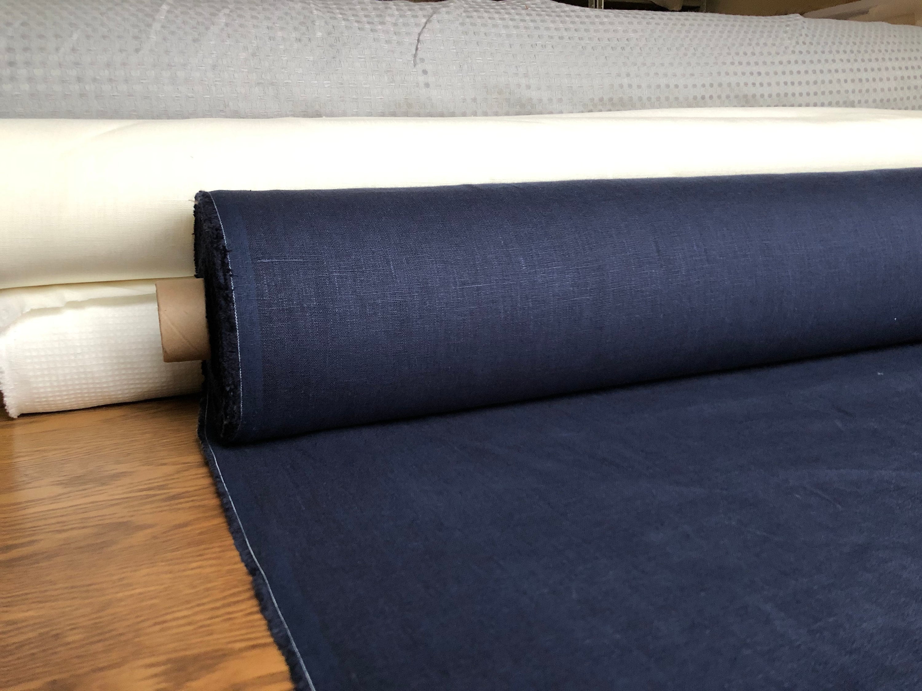 Dark Night Linen Fabric: 100% Natural, 145cm Wide, 260g