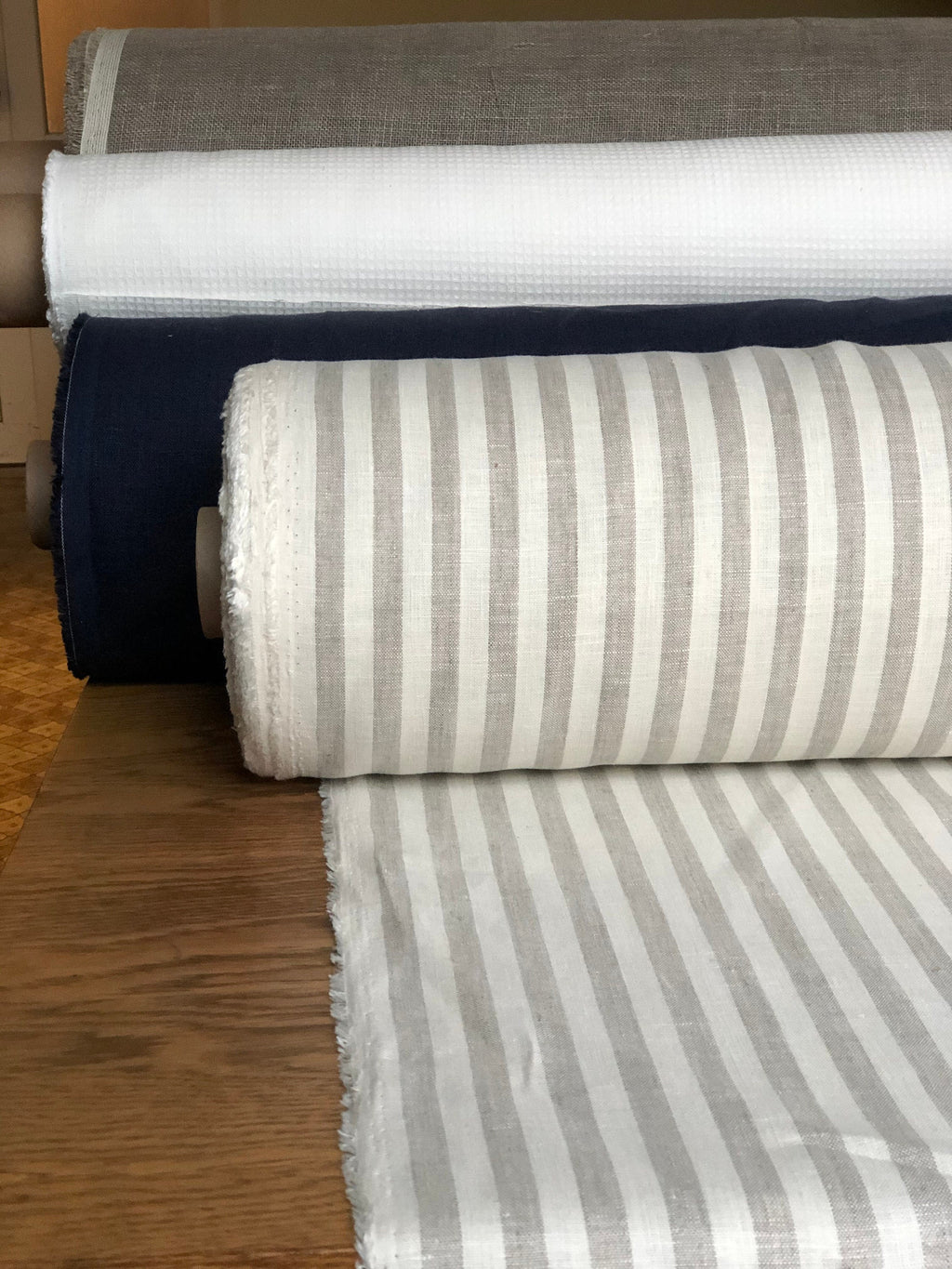 Striped Linen Fabric: 100% Natural, 150cm Wide - BGO203