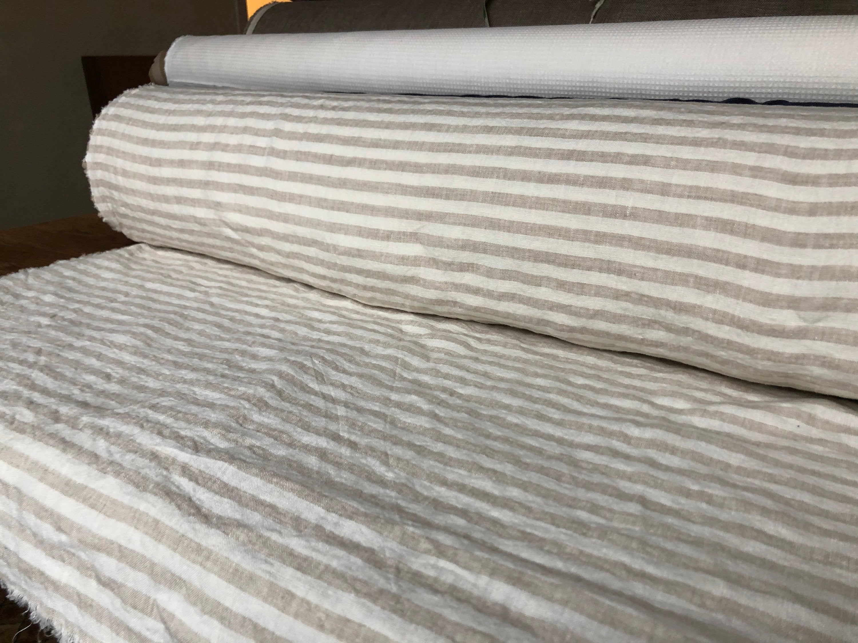 Striped Linen Fabric: Extra Wide Soft Linen, Beige, 250cm Width