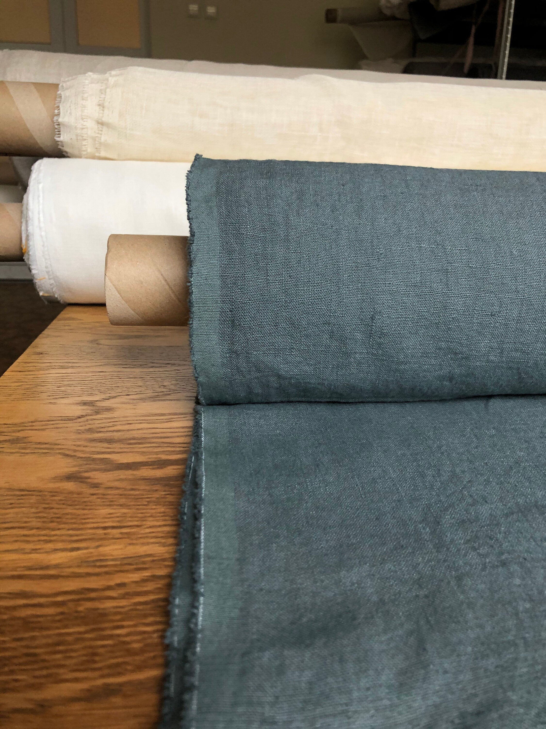 Green Linen Fabric: 100% Natural, Medium Weight (57" Wide)