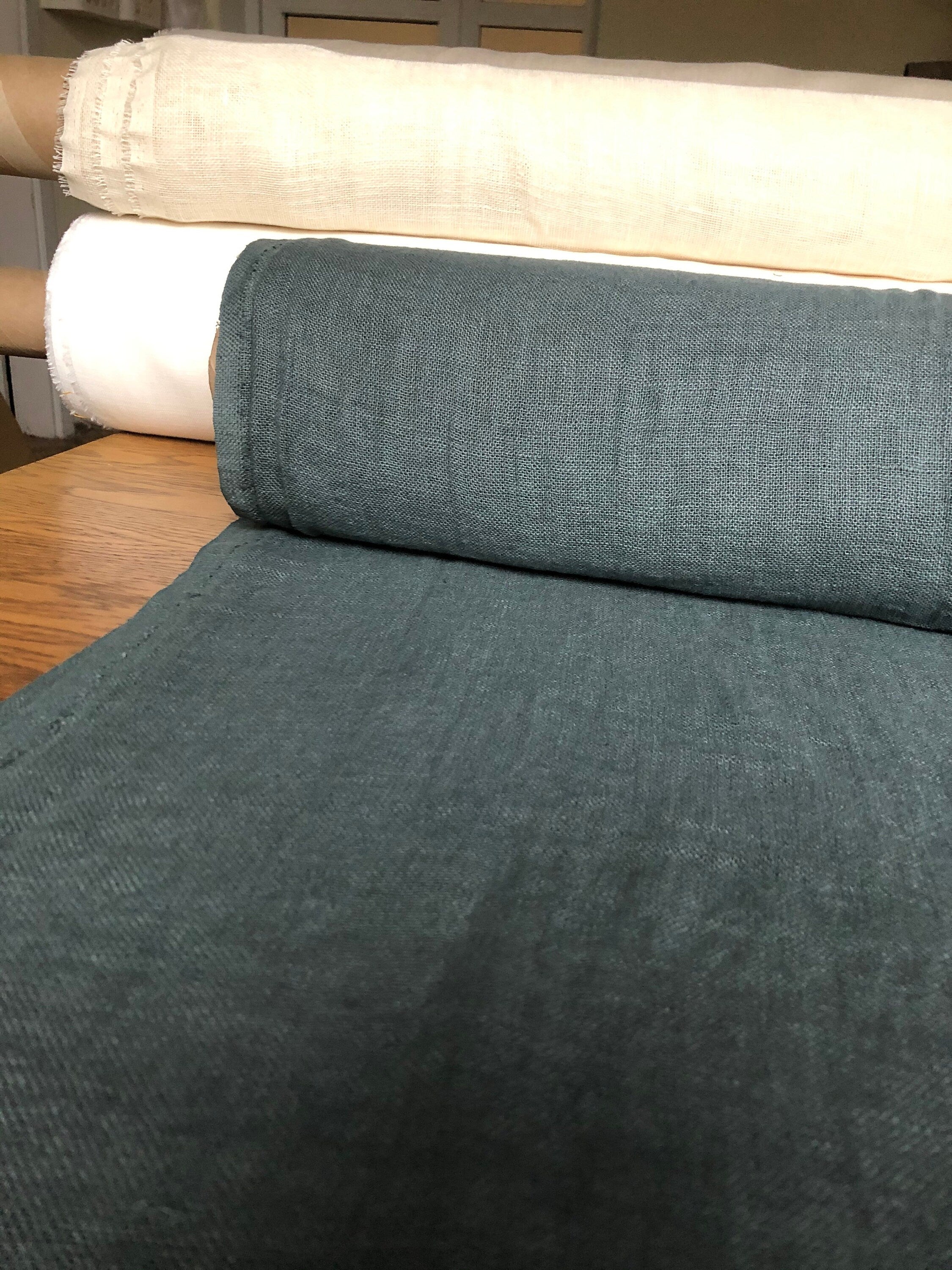 Green Linen Fabric: 100% Natural, 200g, 150cm Wide, For Sewing & Bedding