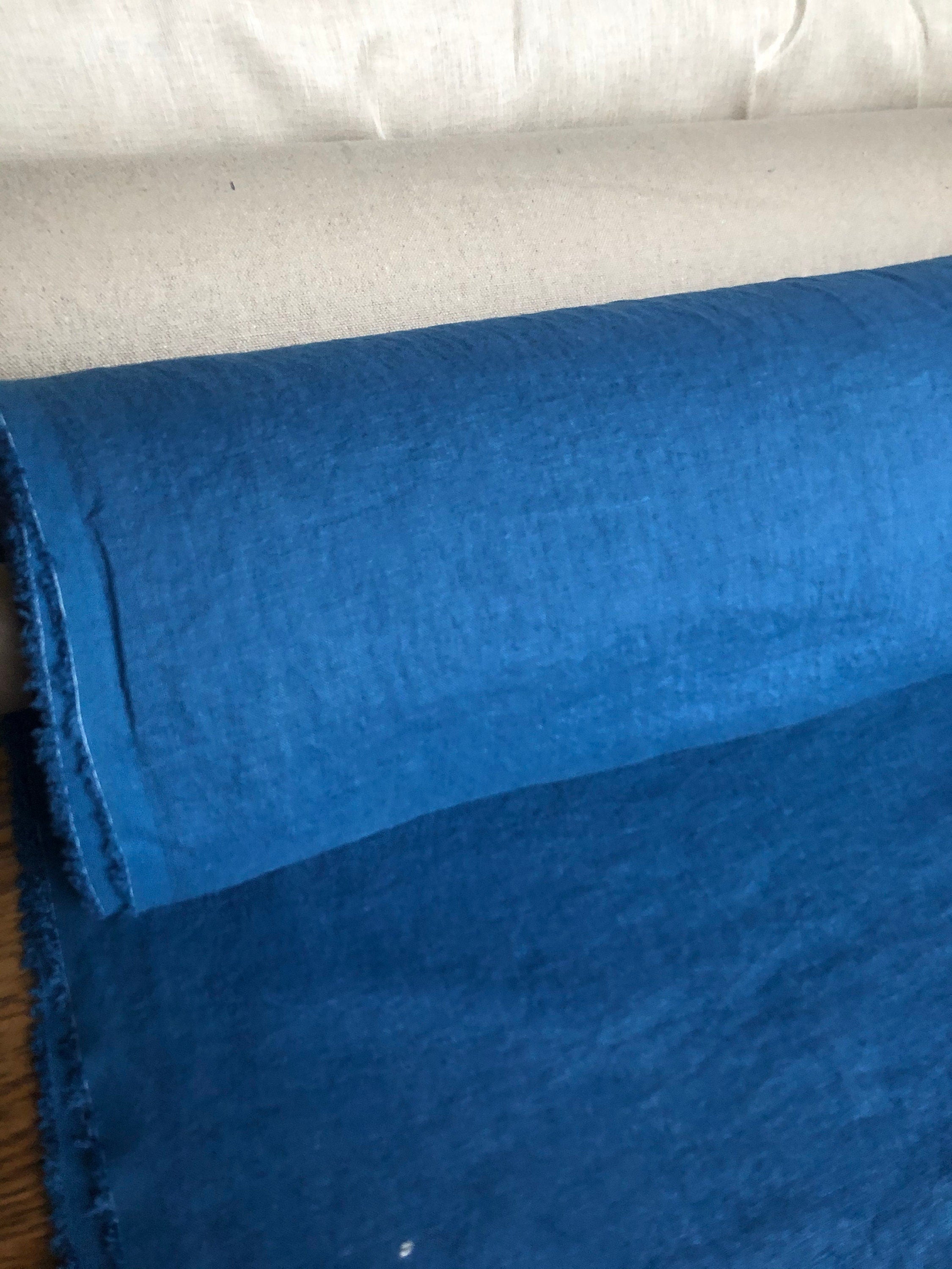 Blue Marine Linen Fabric: 100% French Flax, Softened (145cm Width)