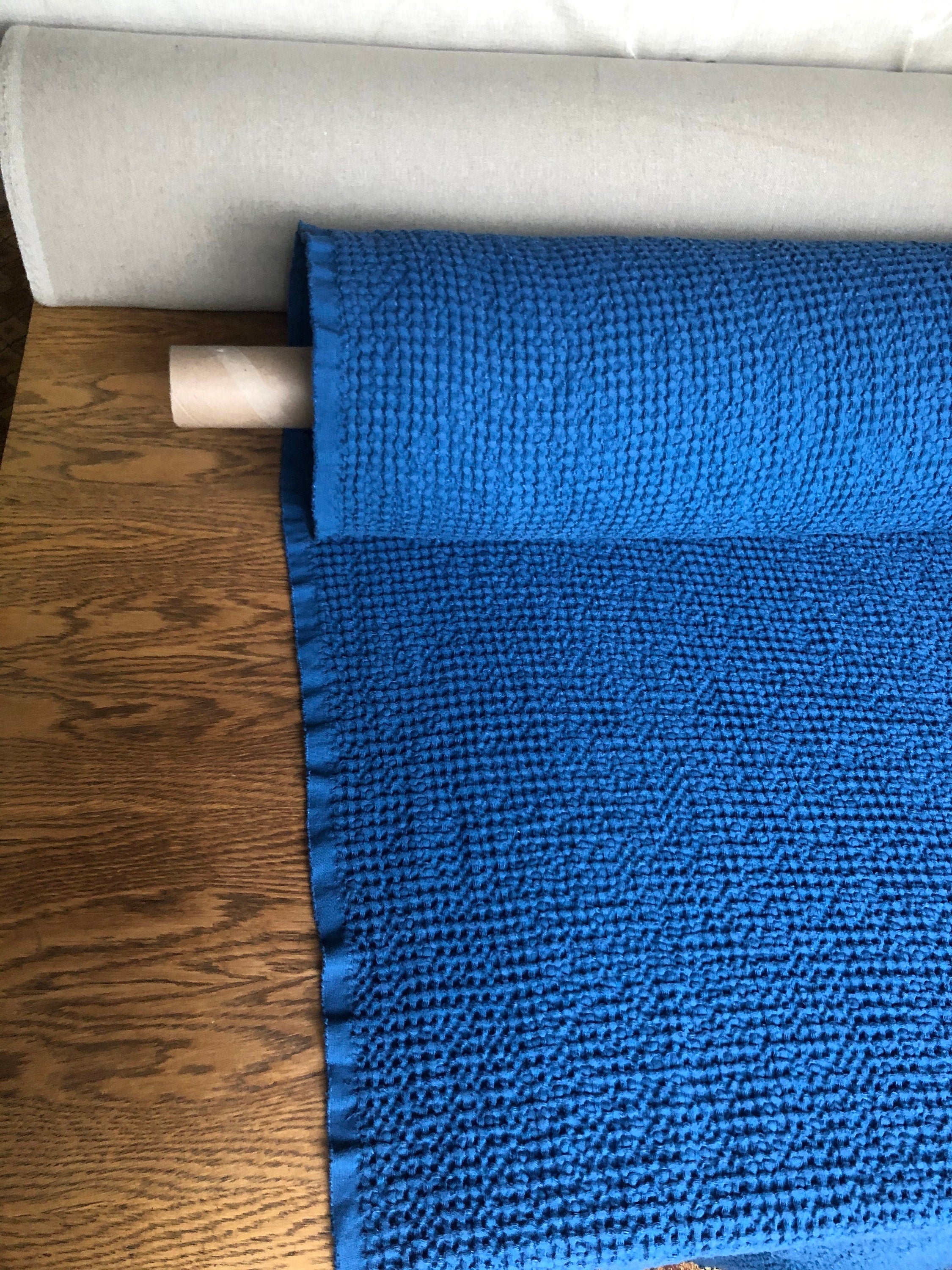 Wide Waffle Linen Cotton Fabric: Marine Blue BGO137, 94" Wide