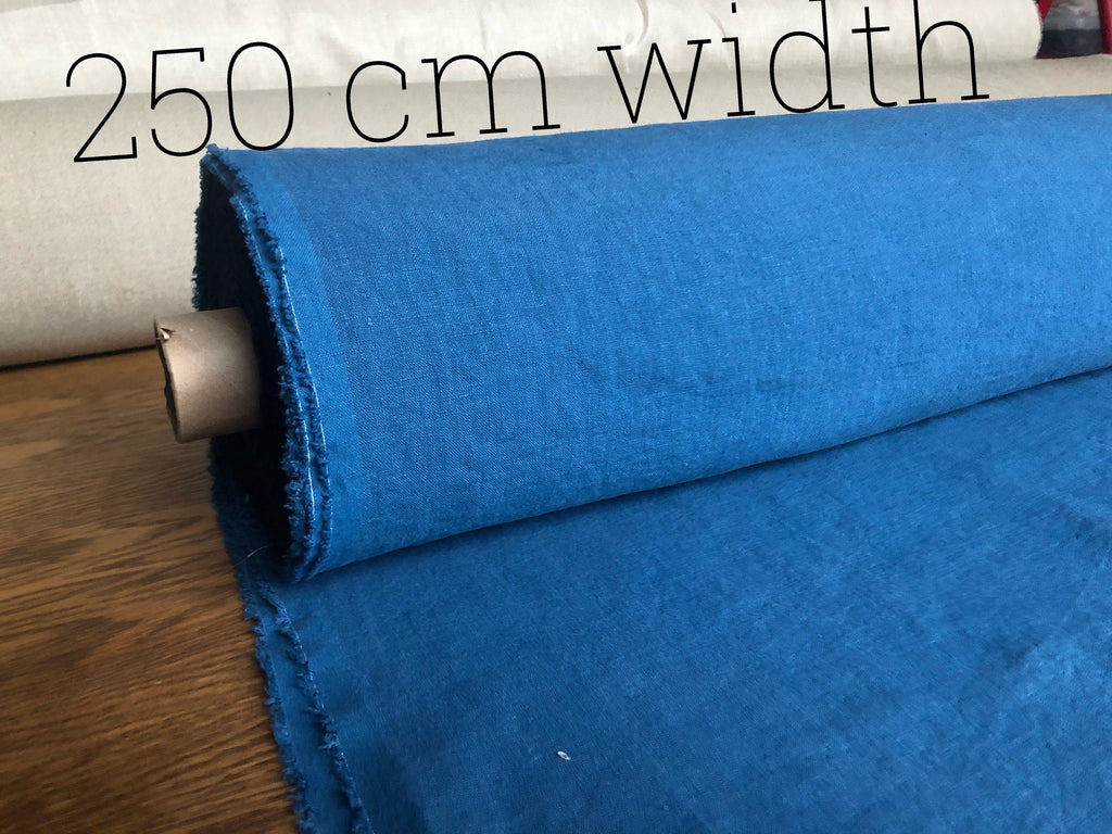 Extra Wide Marine Blue Linen Fabric: Softened Bedding Material