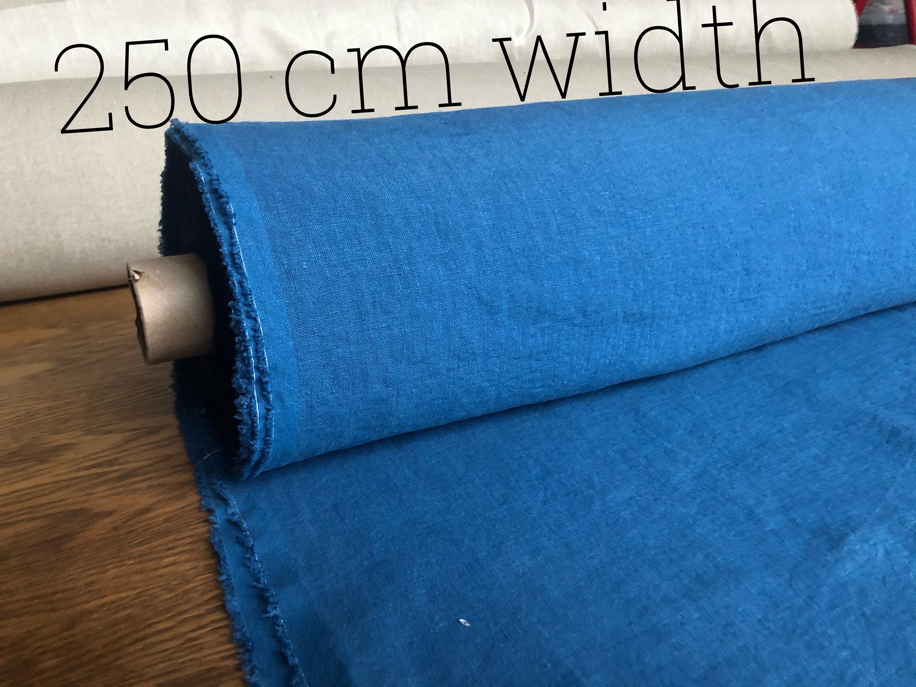 Extra Wide Marine Blue Linen Fabric: Softened Bedding Material