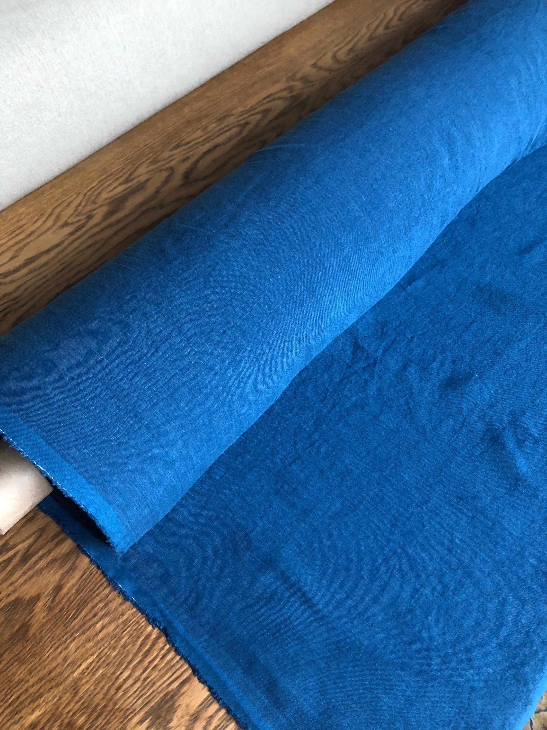 Marine Blue Linen Fabric: 100% Natural, 145cm Wide, 260g
