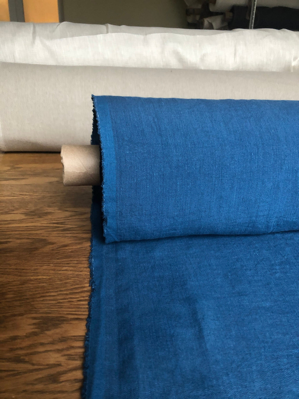 Marine Blue Linen Fabric: 100% Natural, 145cm Wide, 260g