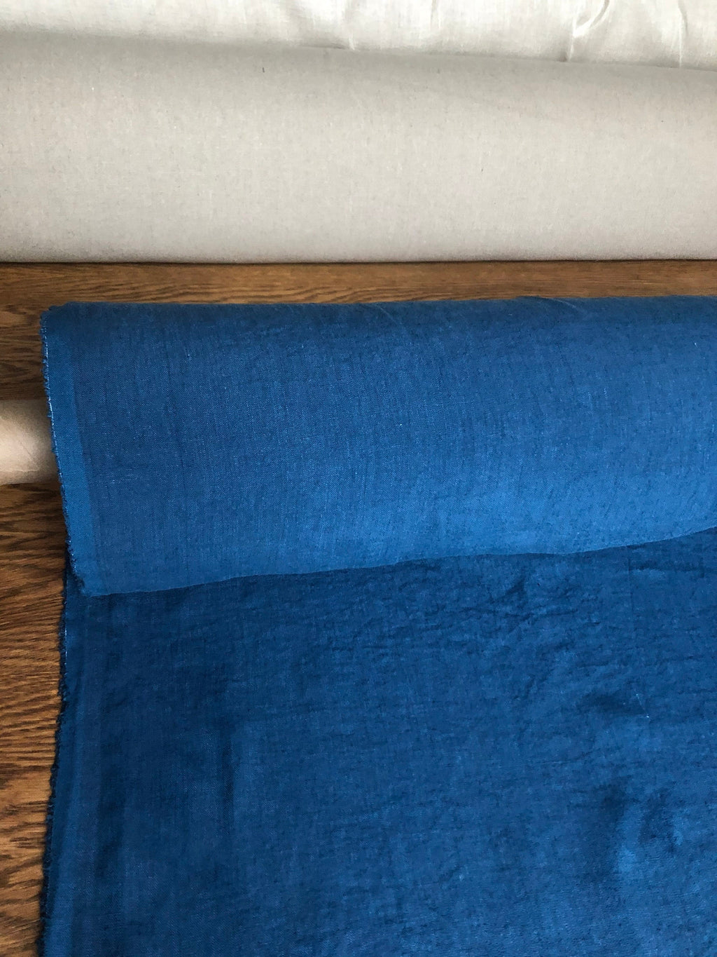 Marine Blue Linen Fabric: 100% Natural, 145cm Wide, 260g