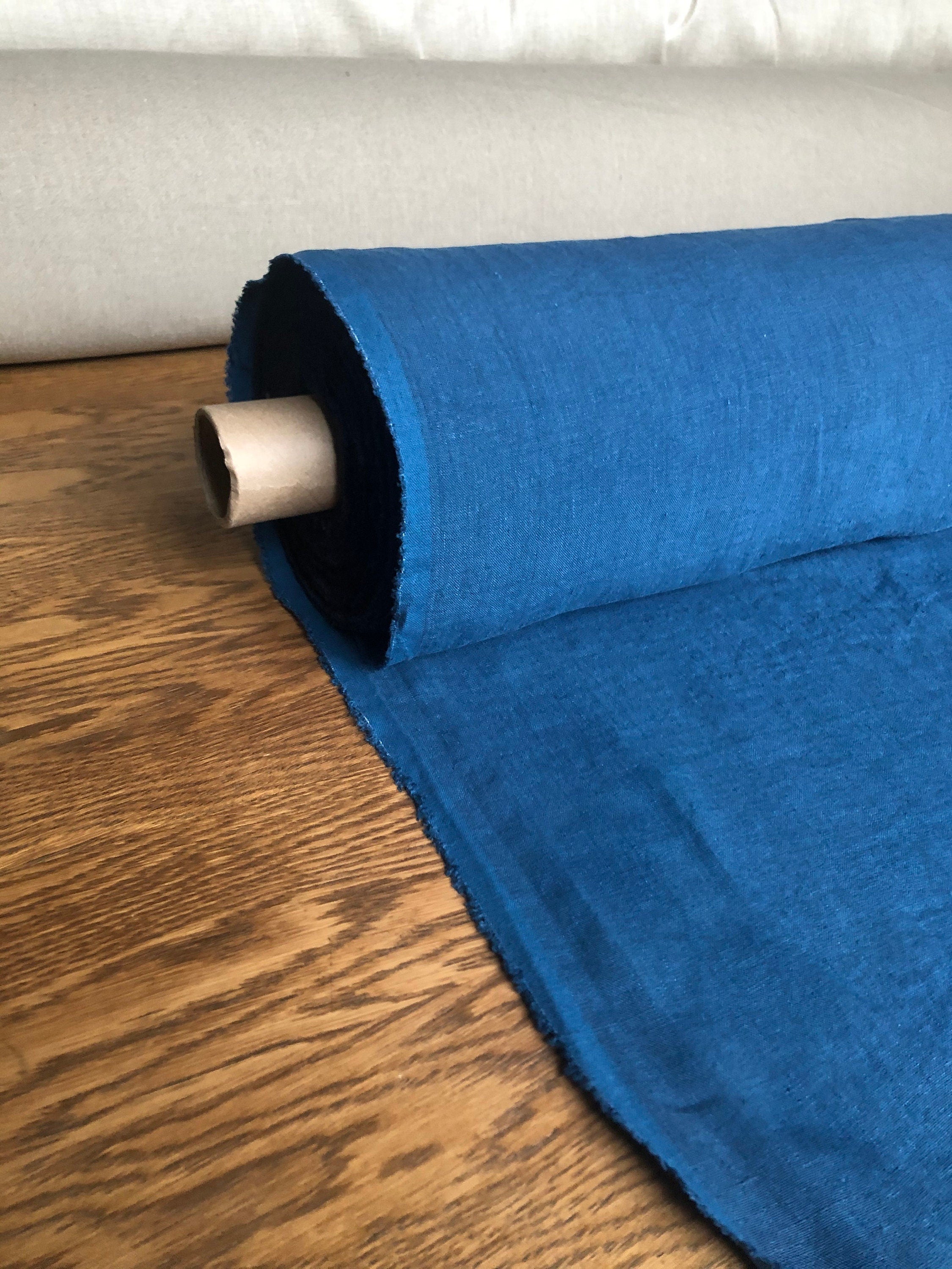 Marine Blue Linen Fabric: 100% Natural, 145cm Wide, 260g