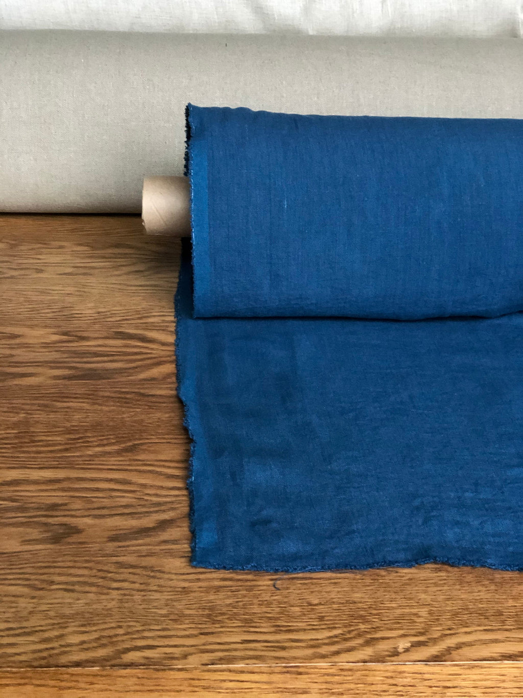 Extra Wide Blue Marine Linen Fabric: Softened Bedding & Sewing (250cm)