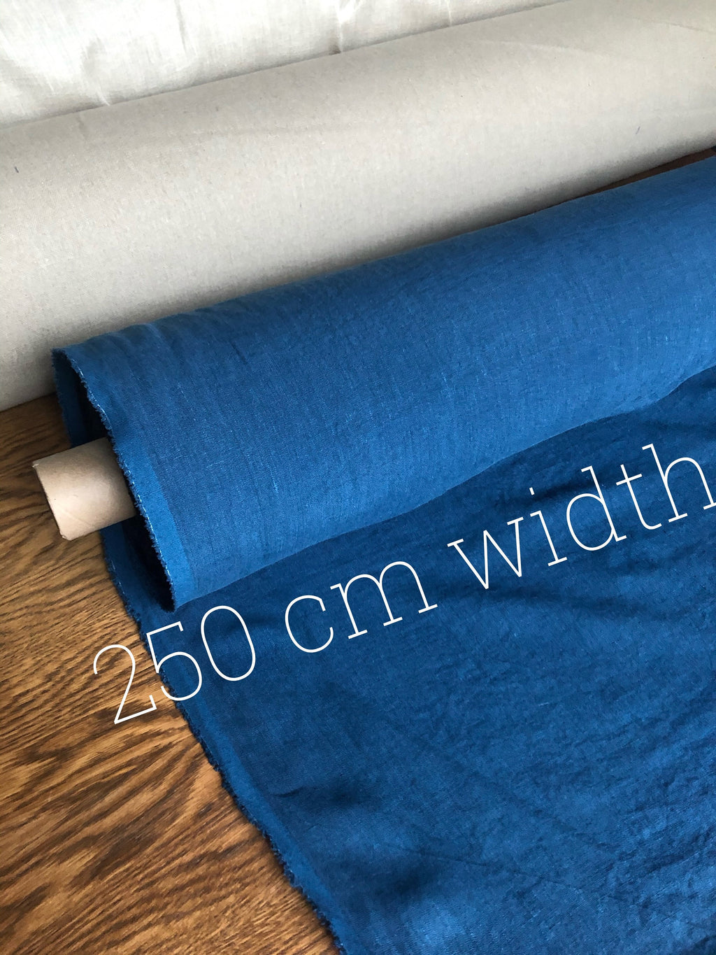 Extra Wide Blue Marine Linen Fabric: Softened Bedding & Sewing (250cm)