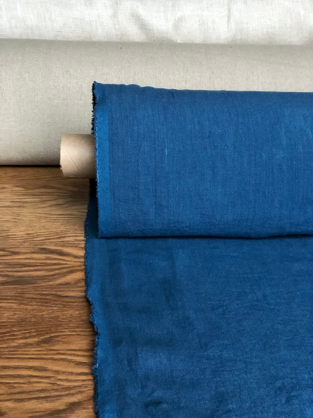 Extra Wide Blue Marine Linen Fabric: Softened Bedding & Sewing (250cm)