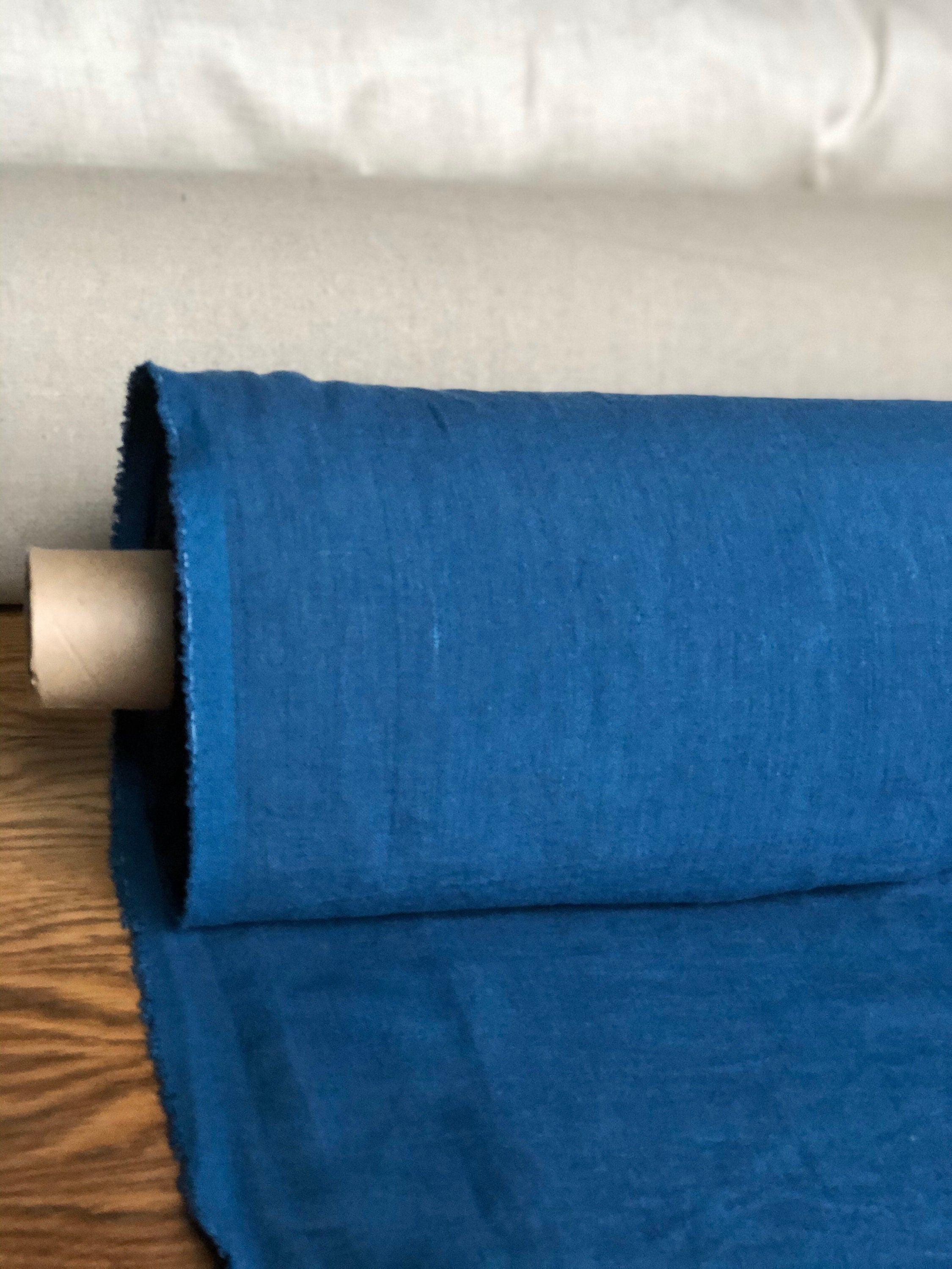 Extra Wide Blue Marine Linen Fabric: Softened Bedding & Sewing (250cm)