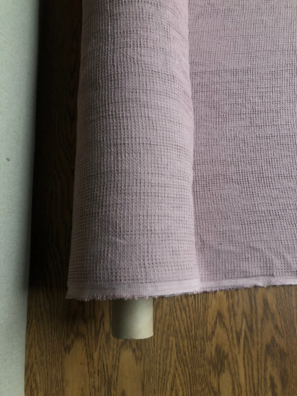 Waffle Linen Cotton Fabric: Dusty Lavender Bath/Spa Towel Material