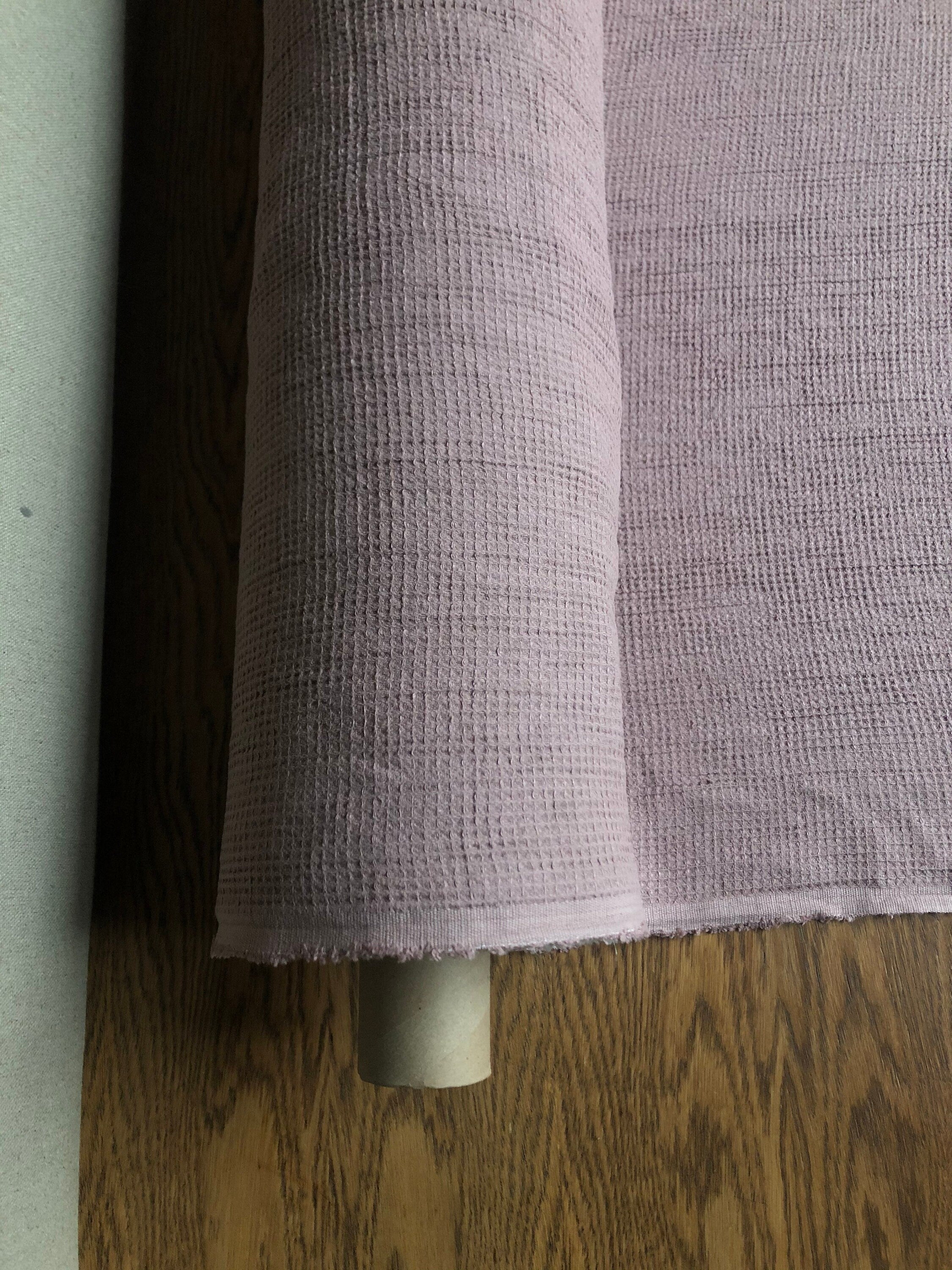 Waffle Linen Cotton Fabric: Dusty Lavender Bath/Spa Towel Material