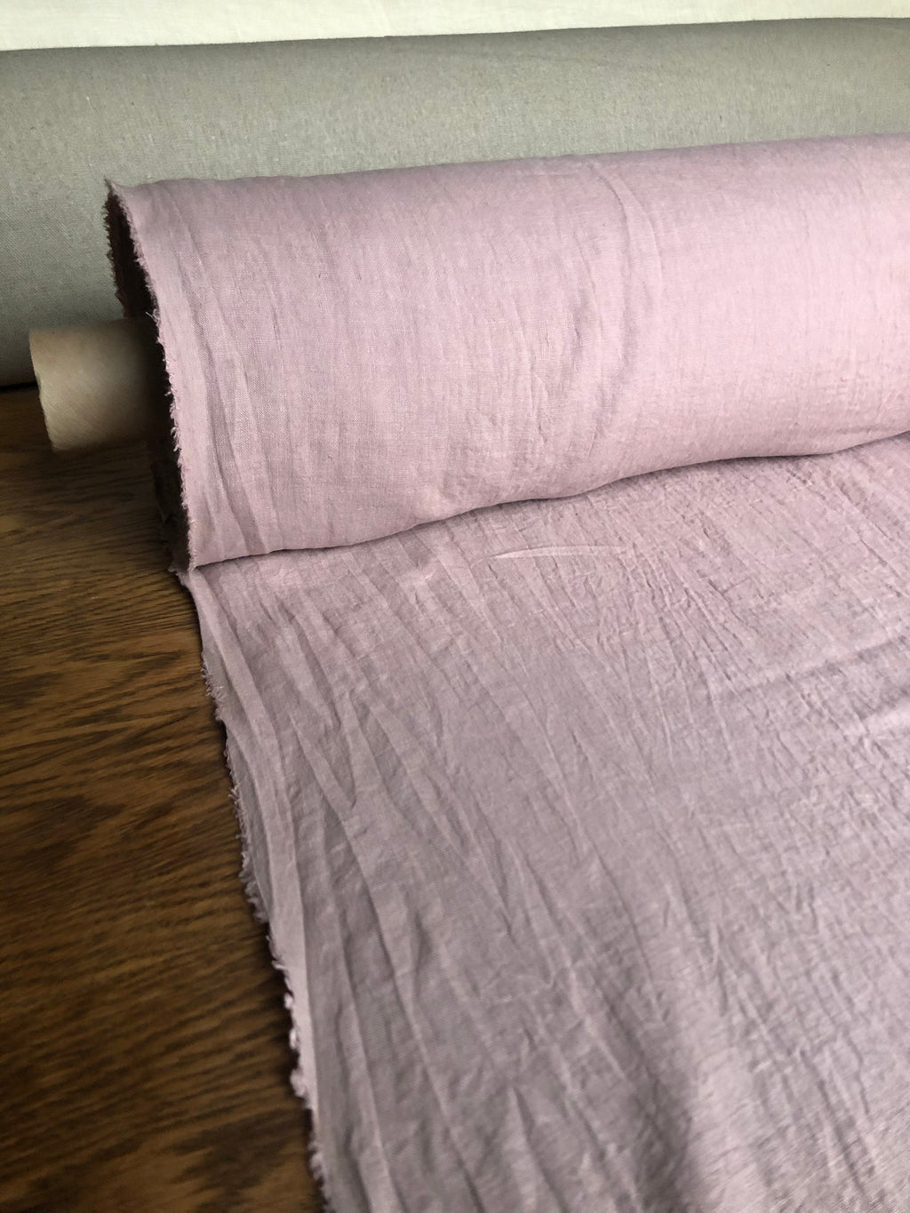 Dusty Lavender Linen Fabric: 100% French Flax, Softened (145 cm Width)