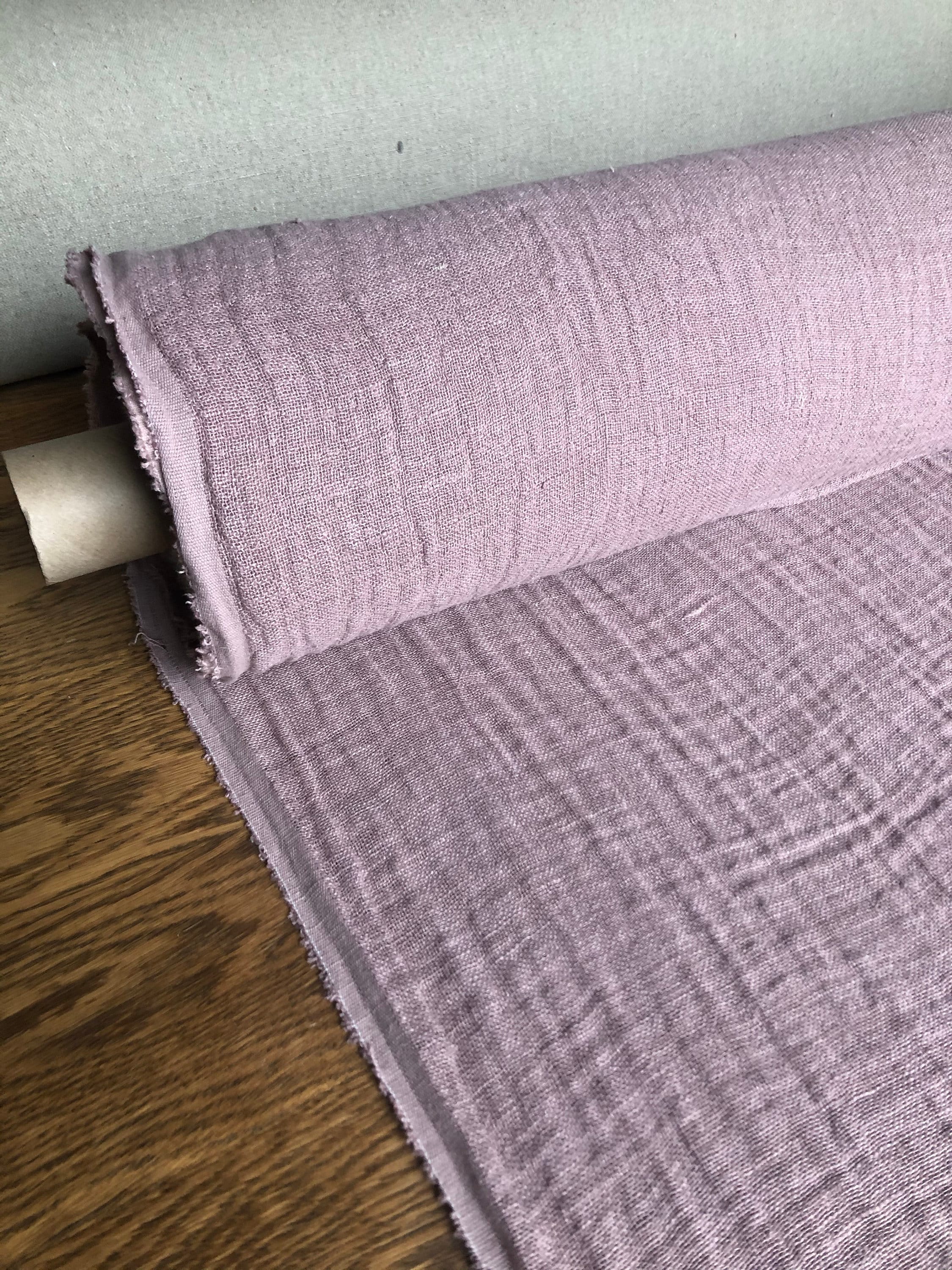 Dusty Lavender Linen Fabric: 100% Natural, 140cm Wide, For Sewing