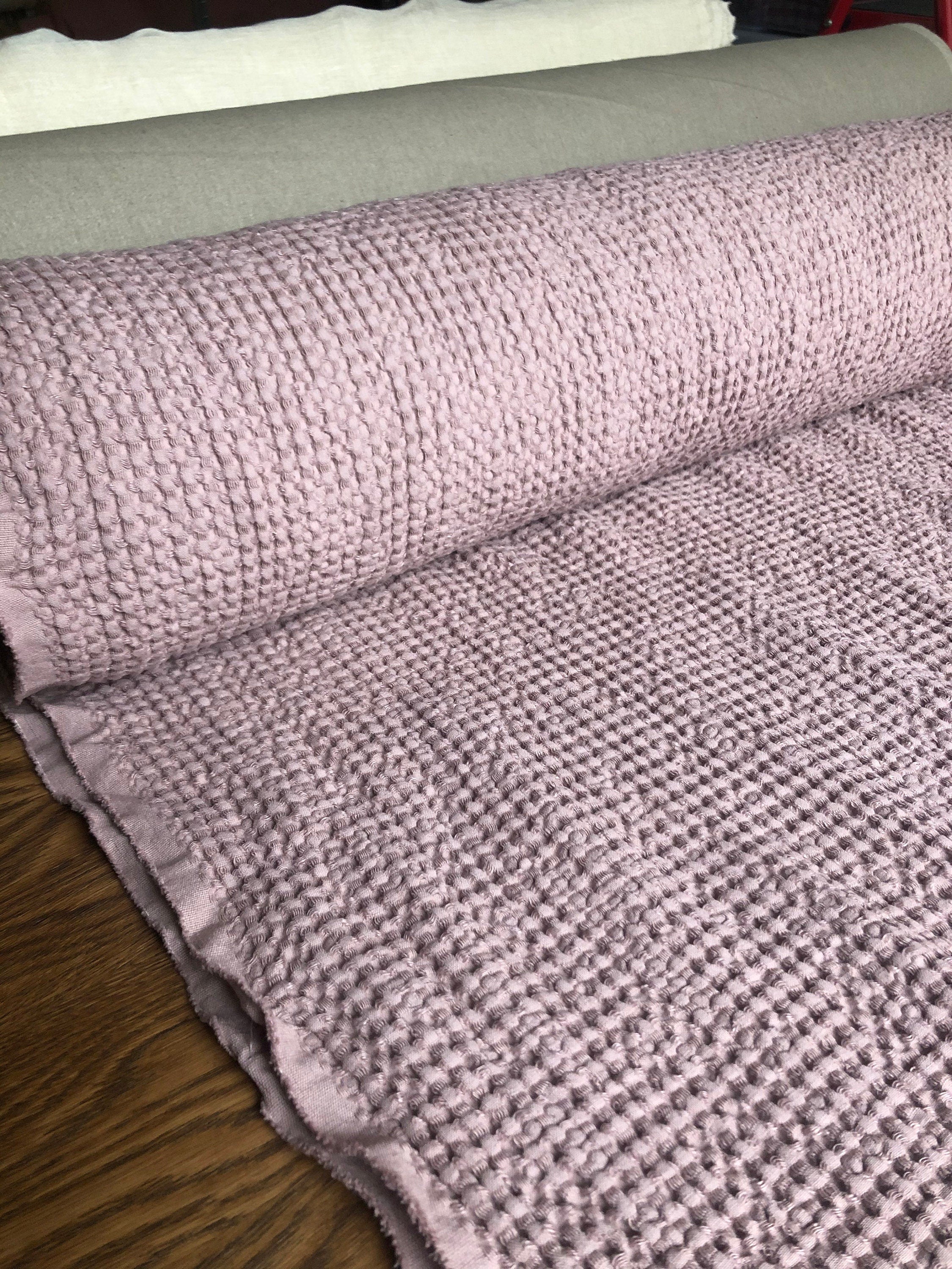 94" EXTRA WIDE fabric, Waffle natural Linen/Cotton fabric BGO137 Dusty Lavender, 235g/240cm fabric by the metre bath towel spa towel (7-213)
