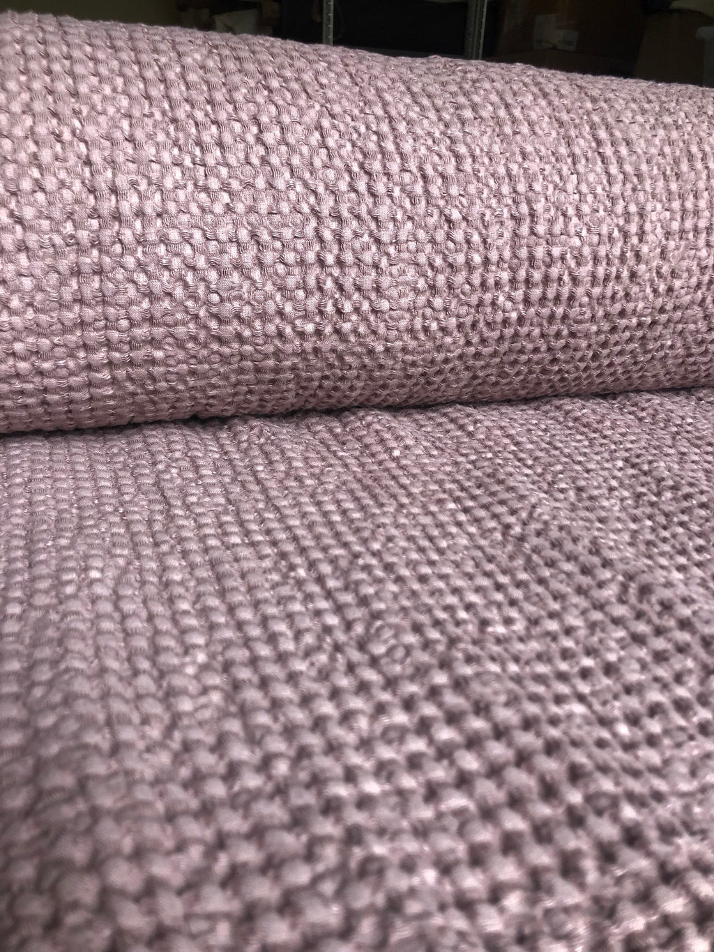 94" EXTRA WIDE fabric, Waffle natural Linen/Cotton fabric BGO137 Dusty Lavender, 235g/240cm fabric by the metre bath towel spa towel (7-213)