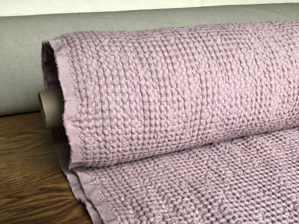 94" EXTRA WIDE fabric, Waffle natural Linen/Cotton fabric BGO137 Dusty Lavender, 235g/240cm fabric by the metre bath towel spa towel (7-213)