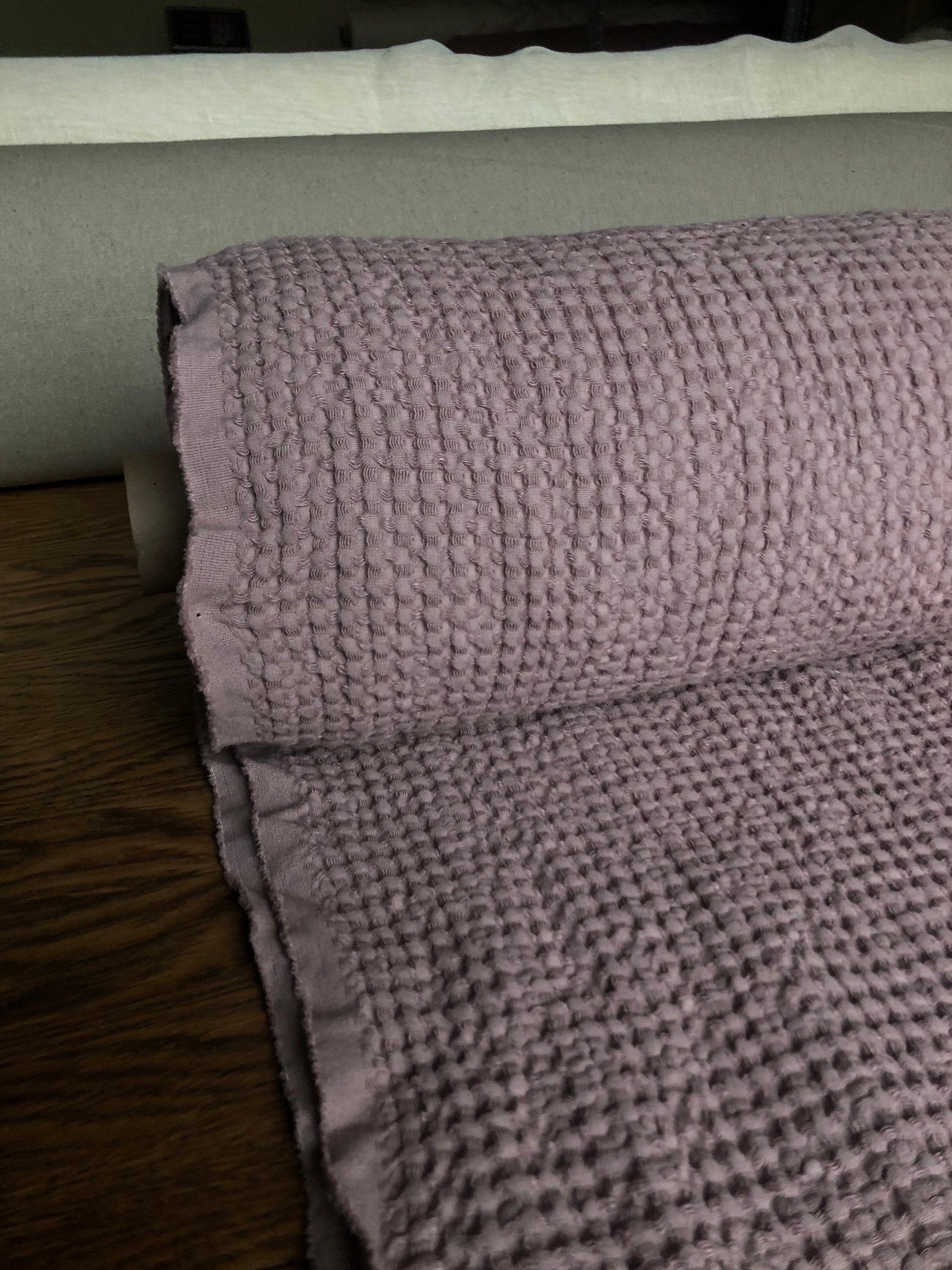 Extra Wide Waffle Linen Cotton Fabric: Dusty Lavender BGO137