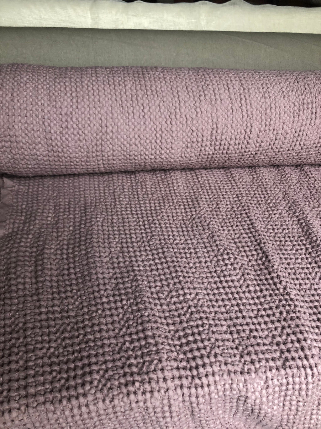 Extra Wide Waffle Linen Cotton Fabric: Dusty Lavender BGO137