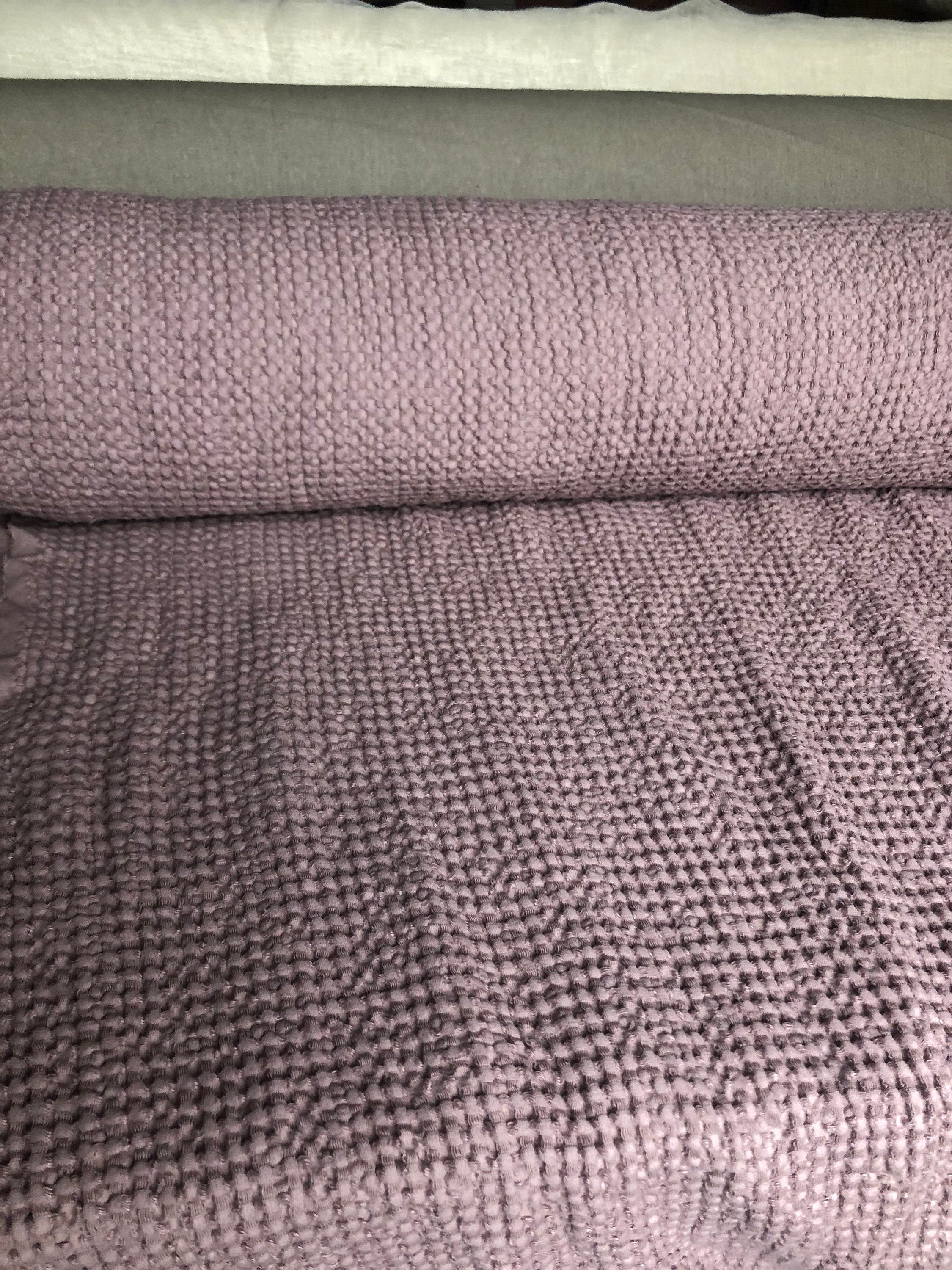 Extra Wide Waffle Linen Cotton Fabric: Dusty Lavender BGO137