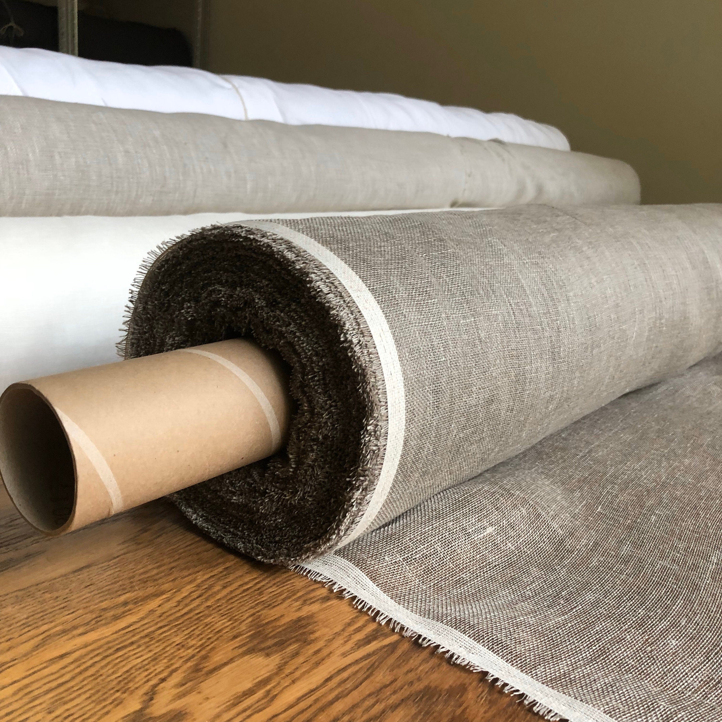 Natural Linen Fabric By The Yard: 100% Pure, 59" Wide, For Sewing