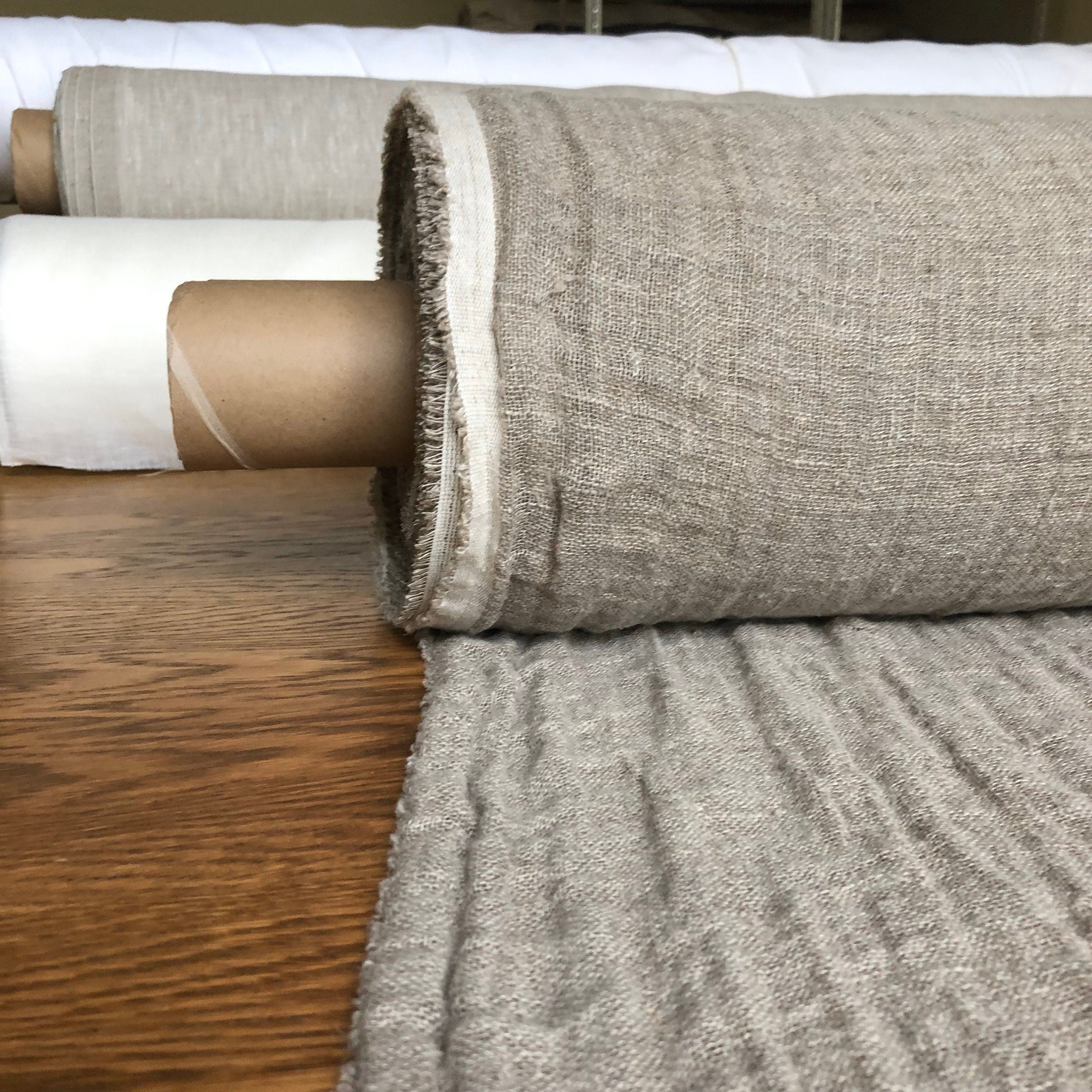 Natural Linen Fabric: Softened Weave, 140cm Wide, For Sewing