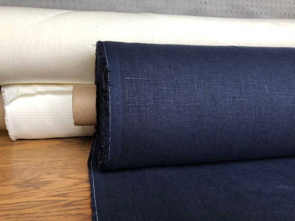 Dark Night Linen Fabric: 100% Natural, 145cm Wide, 260g