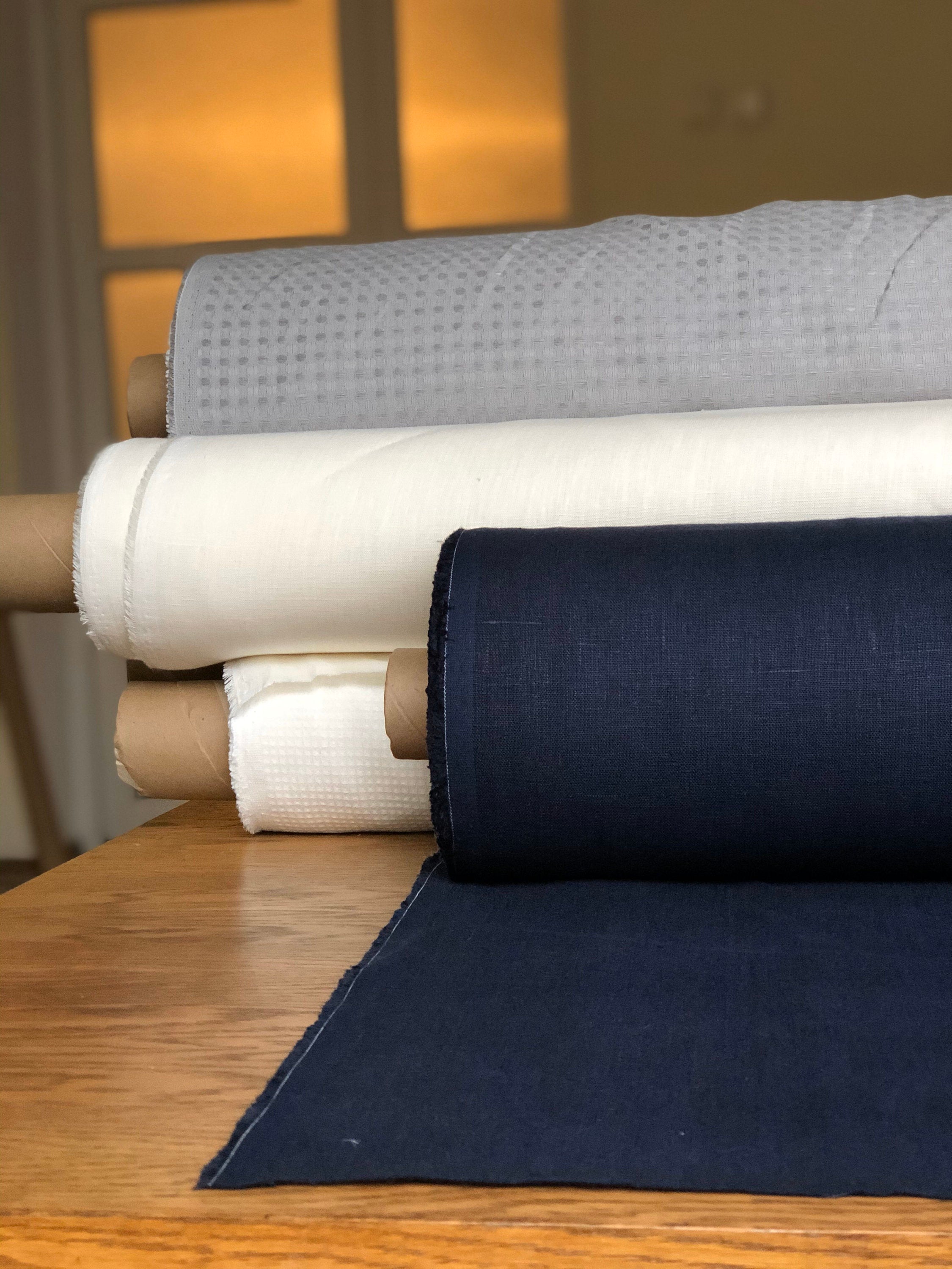 Dark Night Linen Fabric: 100% Natural, 145cm Wide, 260g