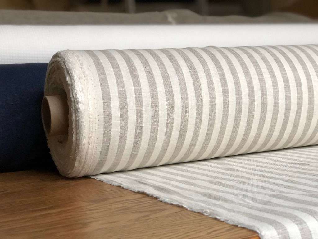 Striped Linen Fabric: 100% Natural, 150cm Wide - BGO203