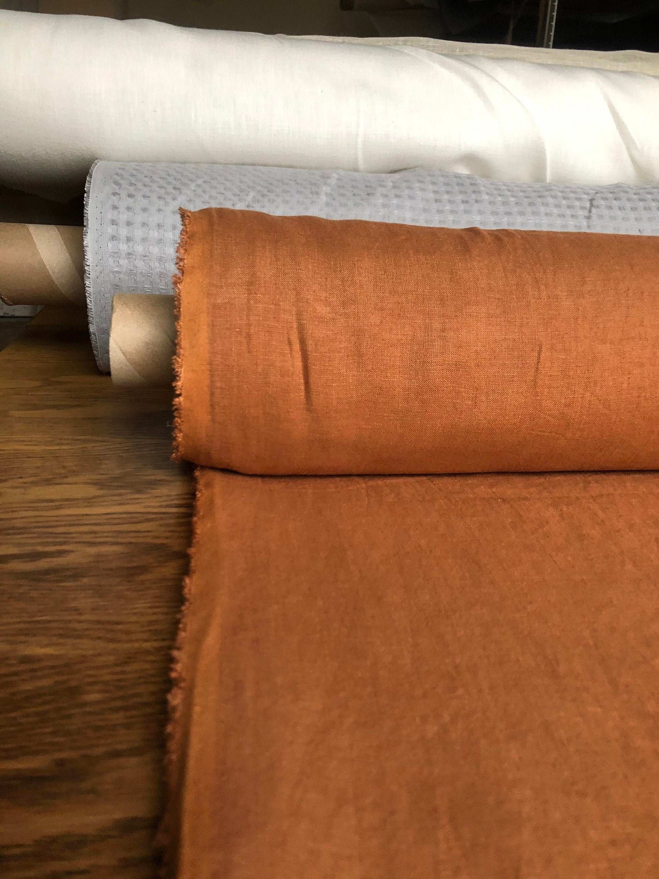 Soft Squash Linen Fabric: 100% French Flax (145cm Width)