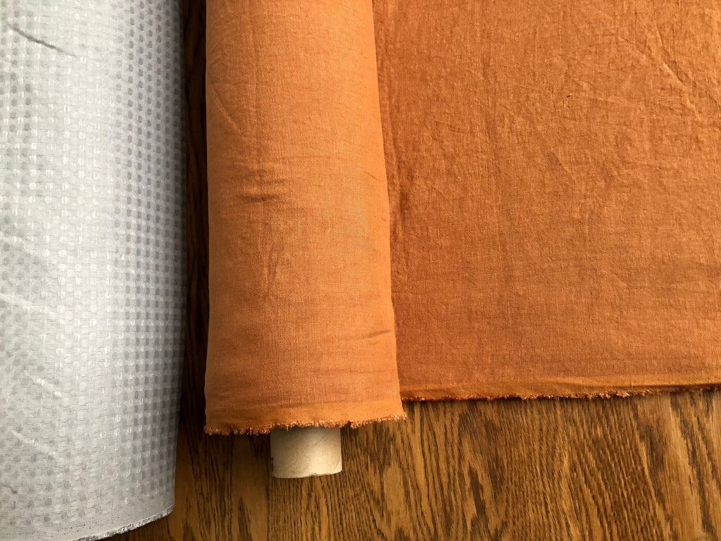 Soft Squash Linen Fabric: 100% French Flax (145cm Width)