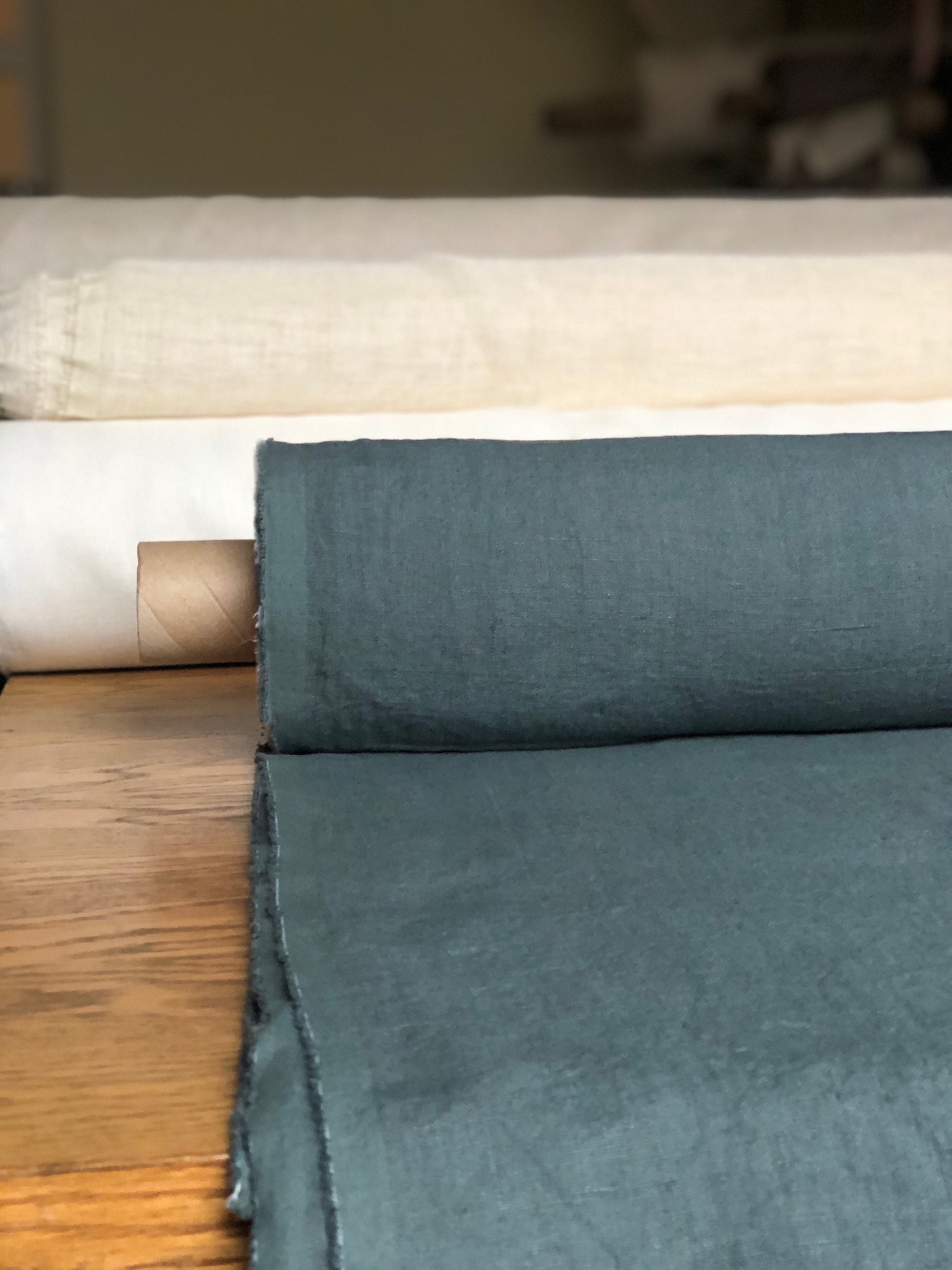 Green Linen Fabric: 100% Natural, Medium Weight (57" Wide)