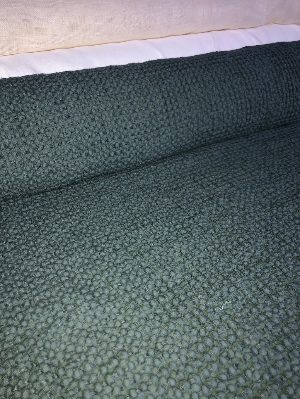 Extra Wide Waffle Linen Cotton Fabric: Green BGO137 (94 Inches)