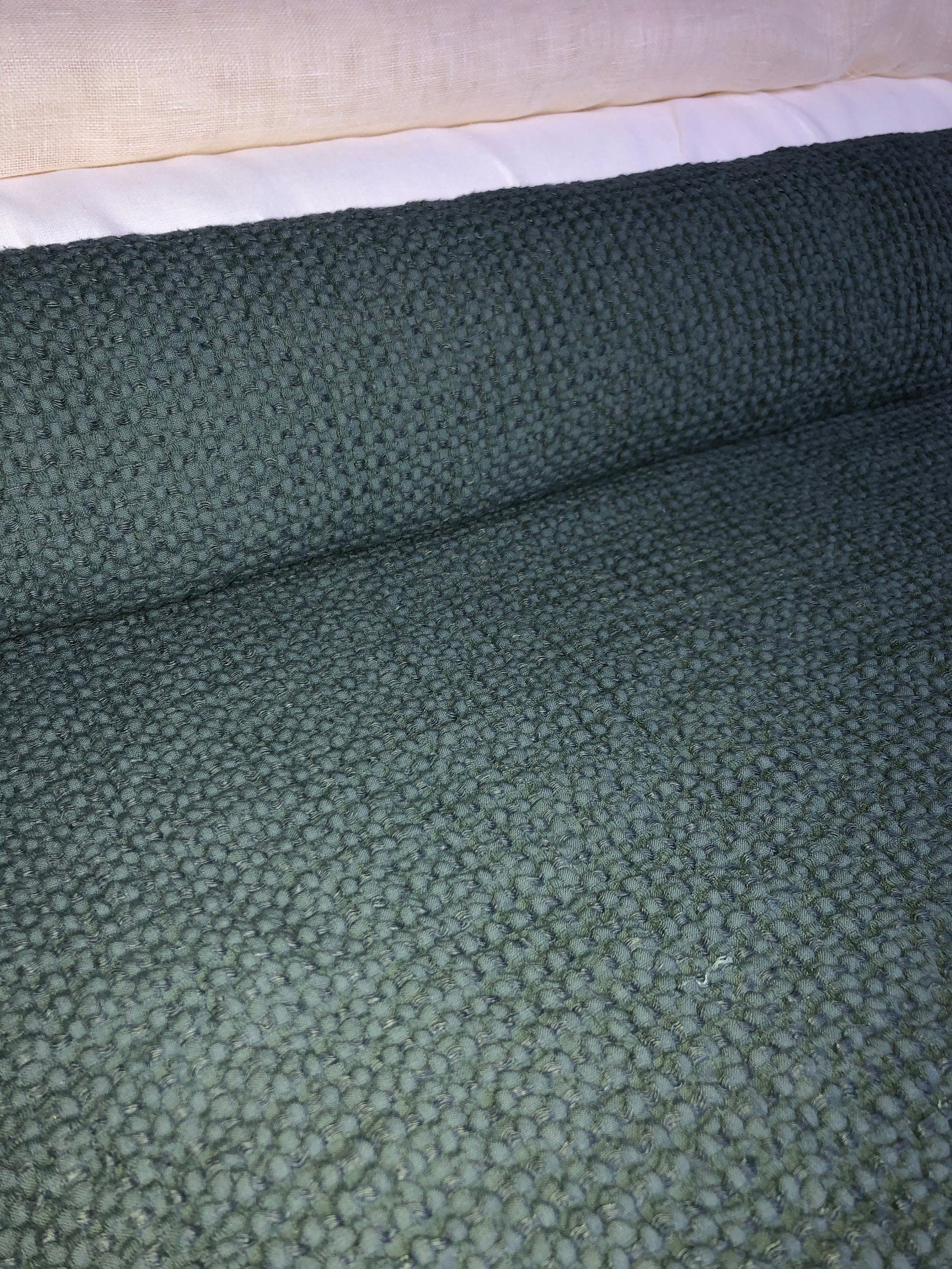 Extra Wide Waffle Linen Cotton Fabric: Green BGO137 (94 Inches)