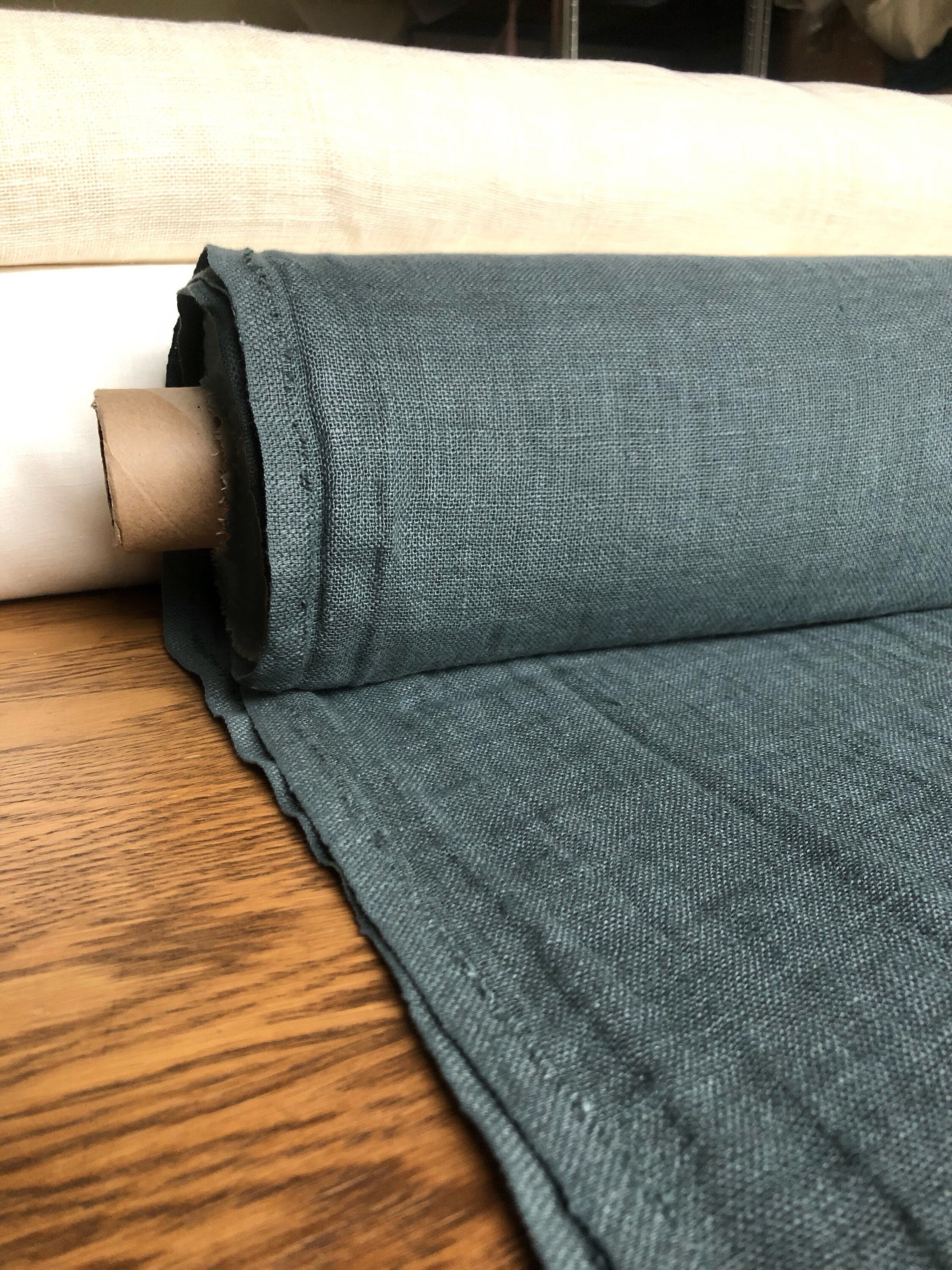 Green Linen Fabric: 100% Natural, 200g, 150cm Wide, For Sewing & Bedding