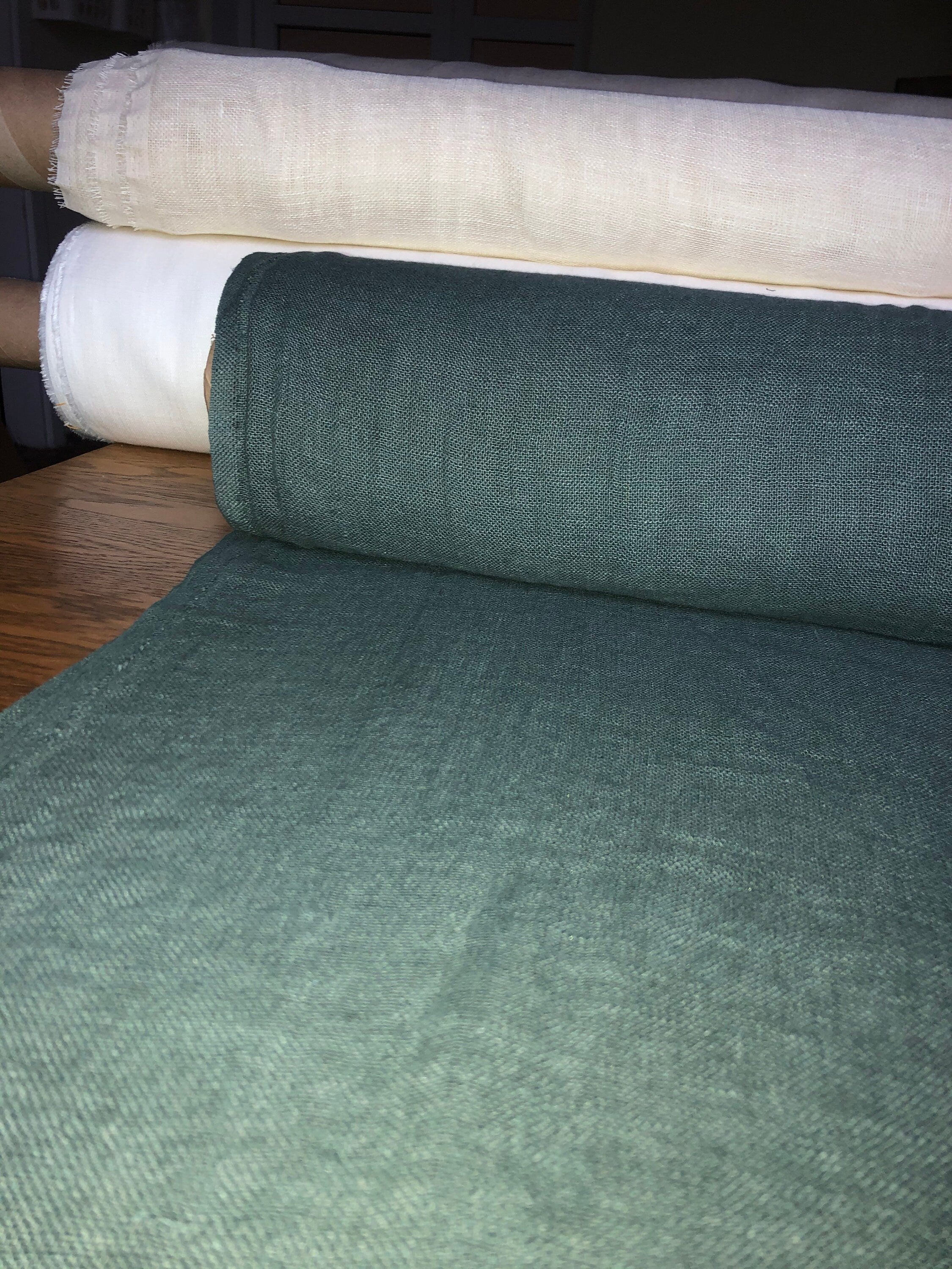 Green Linen Fabric: 100% Natural, 200g, 150cm Wide, For Sewing & Bedding