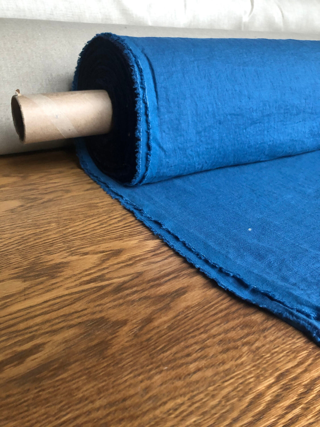 Blue Marine Linen Fabric: 100% French Flax, Softened (145cm Width)