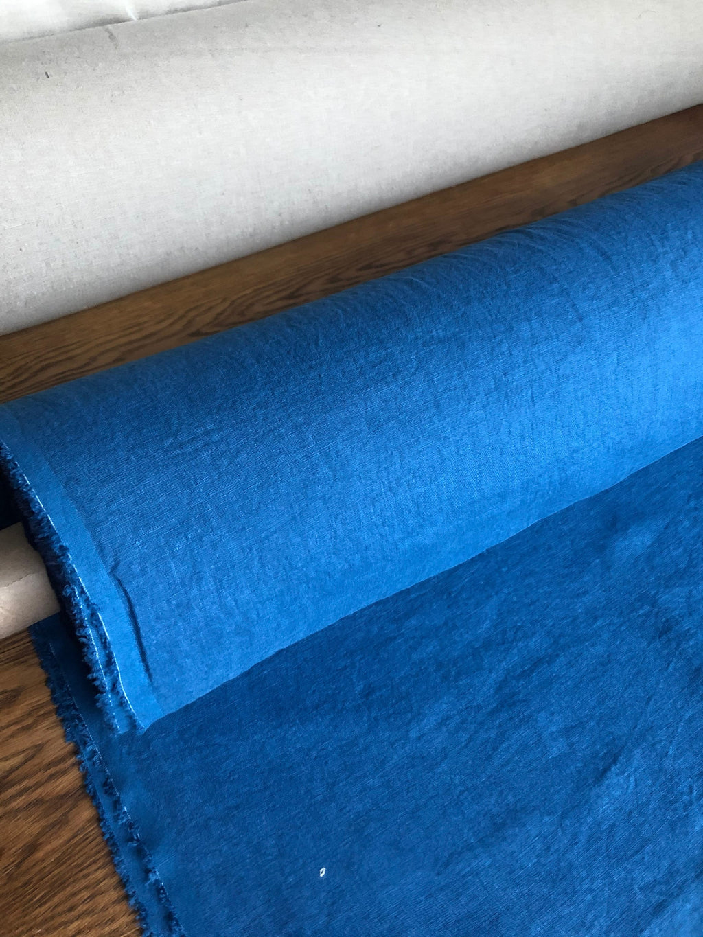 Blue Marine Linen Fabric: 100% French Flax, Softened (145cm Width)