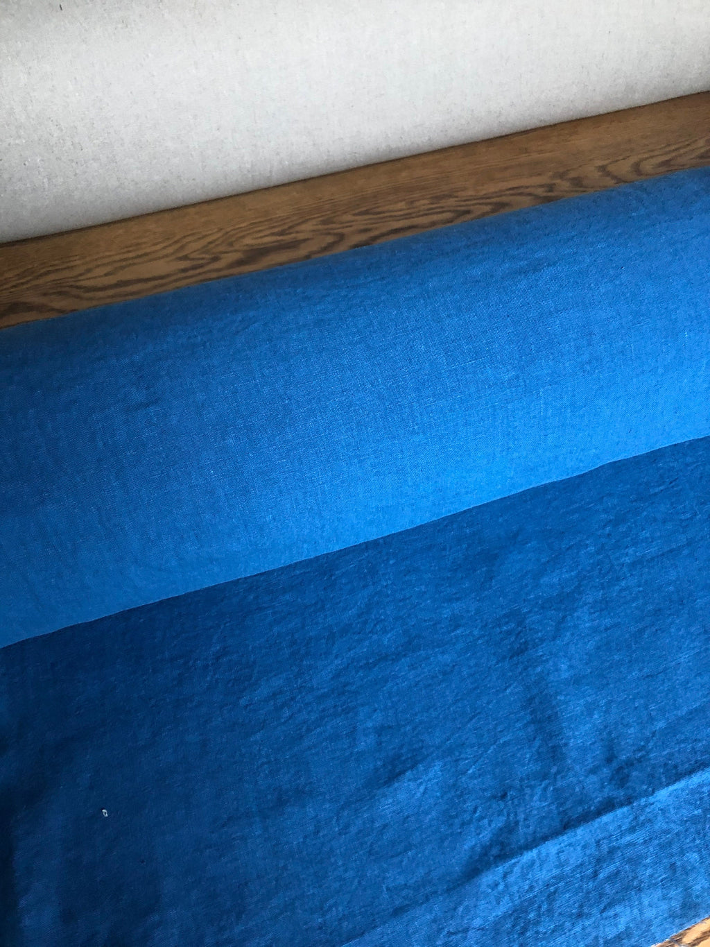 Extra Wide Marine Blue Linen Fabric: Softened Bedding Material