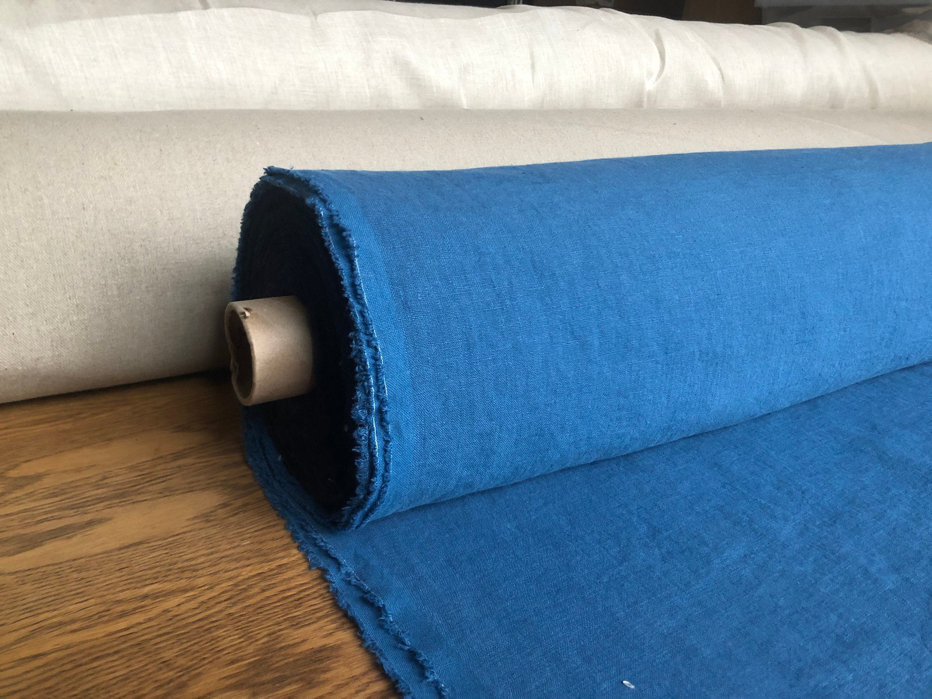 Extra Wide Marine Blue Linen Fabric: Softened Bedding Material