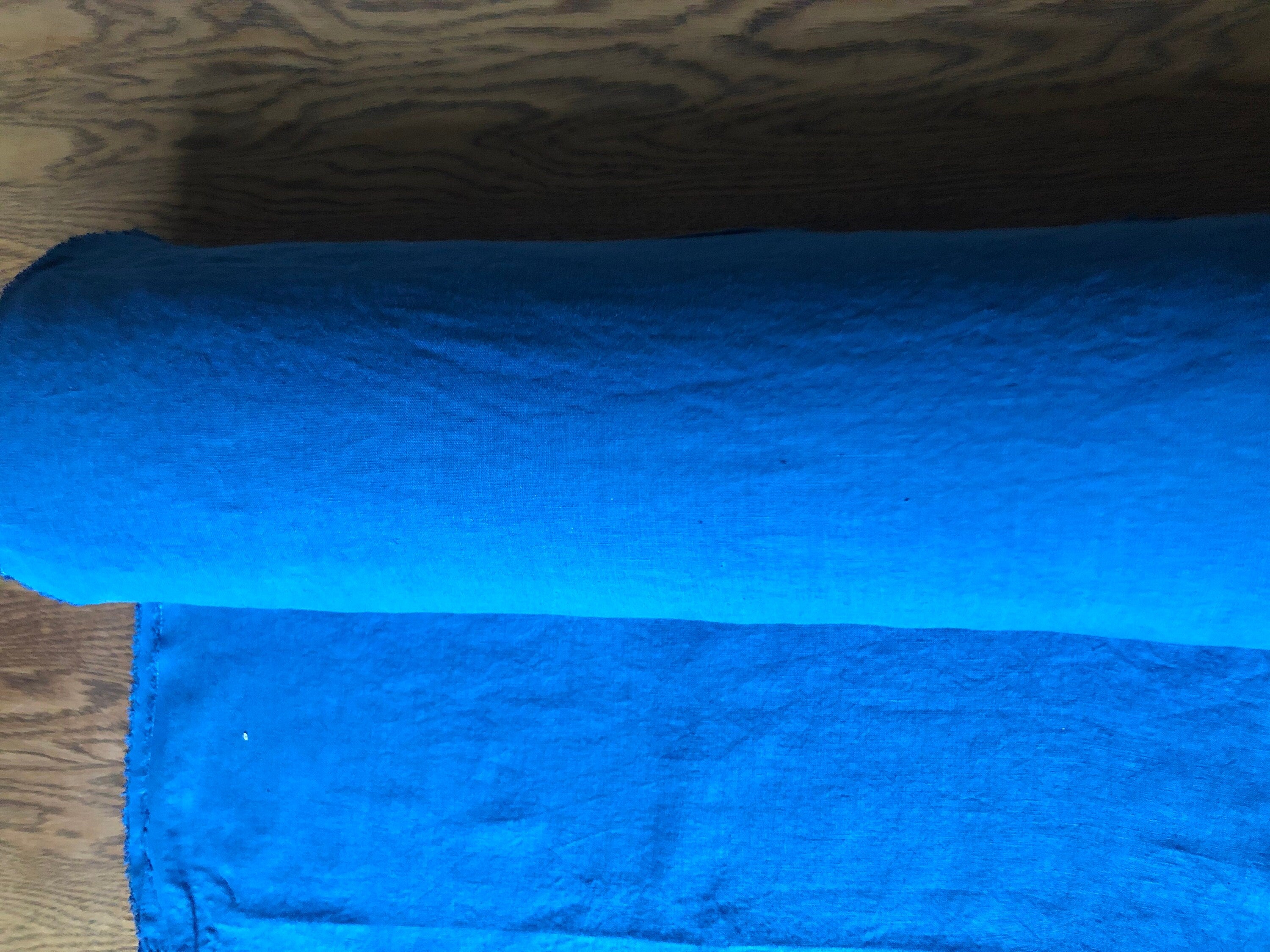 Extra Wide Marine Blue Linen Fabric: Softened Bedding Material