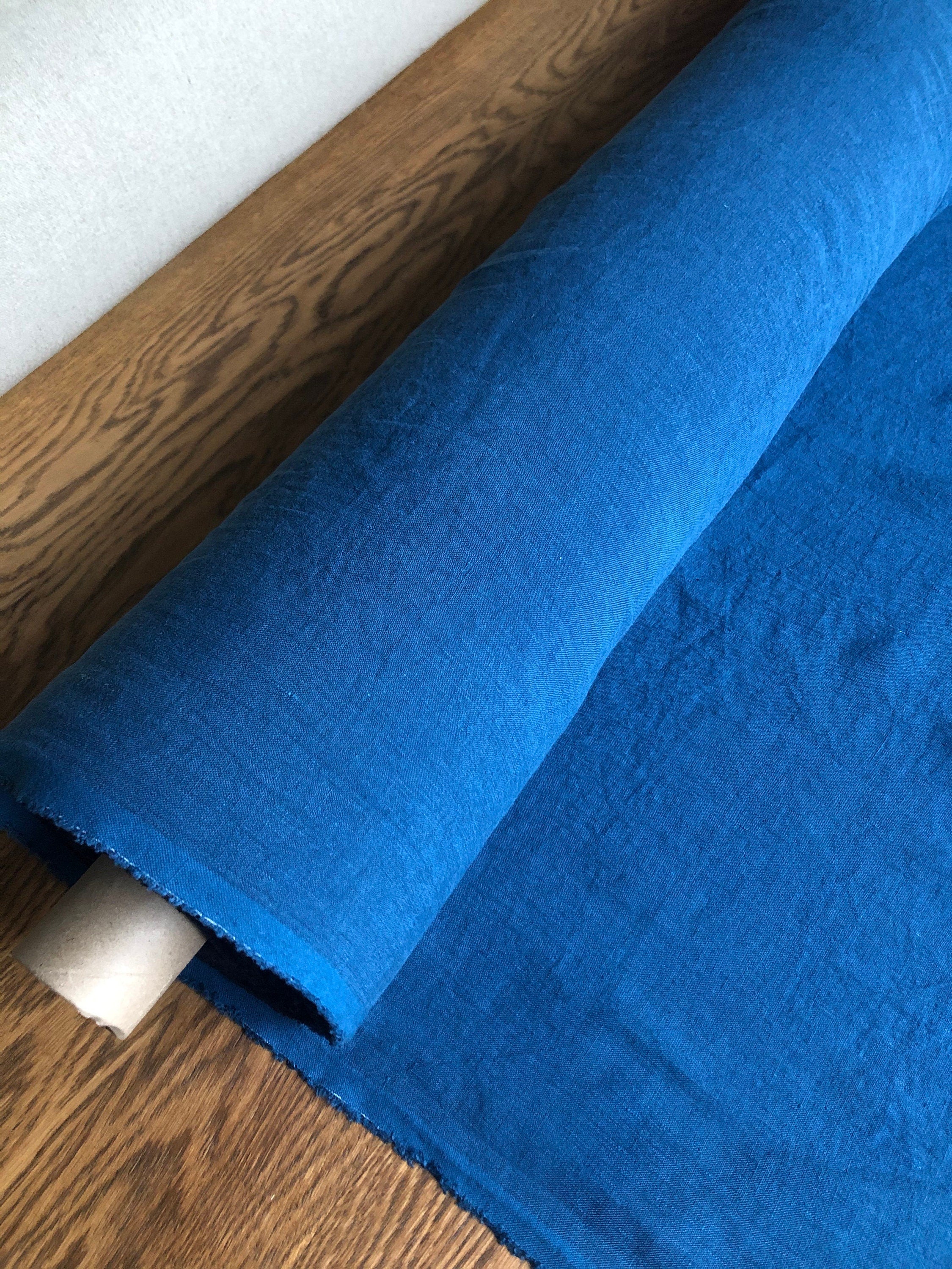 Marine Blue Linen Fabric: 100% Natural, 145cm Wide, 260g
