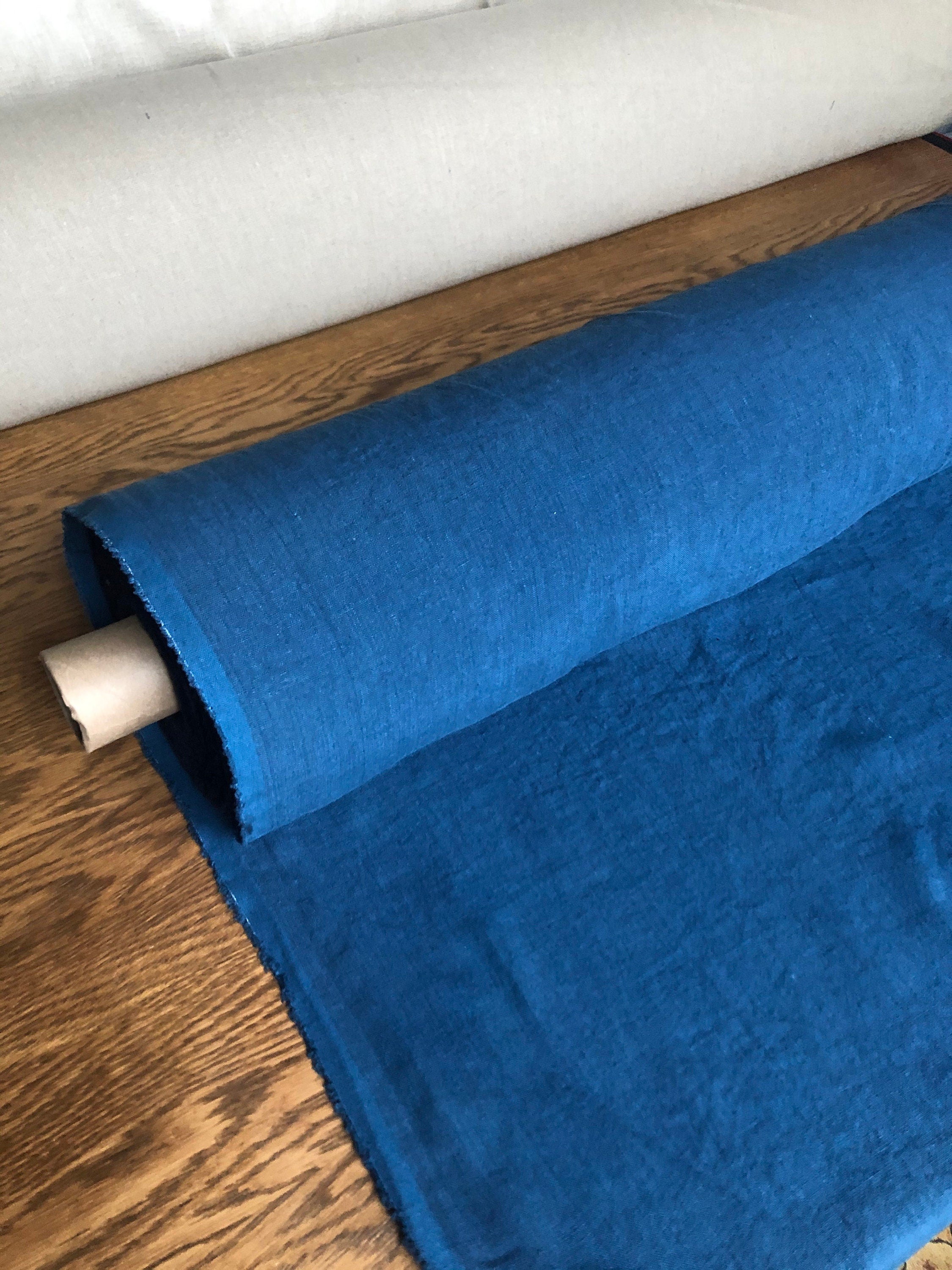 Marine Blue Linen Fabric: 100% Natural, 145cm Wide, 260g